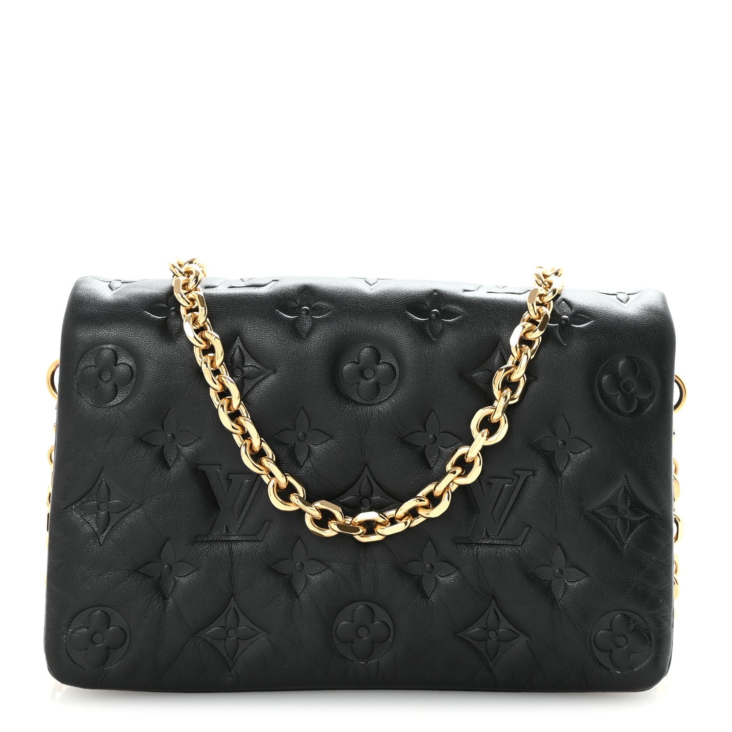 Lambskin Embossed Monogram Pochette Coussin Black