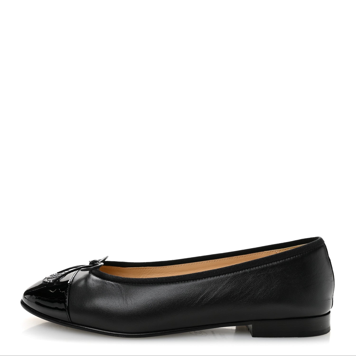 Lambskin Patent Cap Toe CC Ballerina Flats 37.5 Black