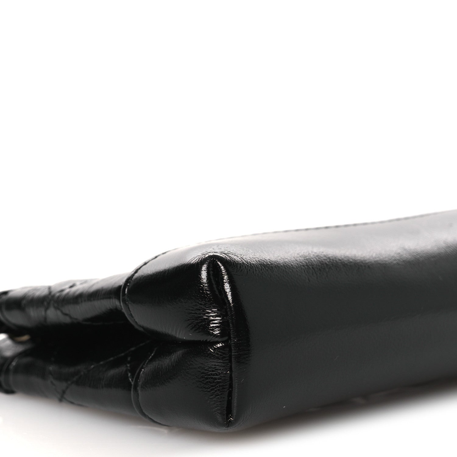 Shiny Lambskin Quilted Micro 31 Clutch With Chain Black