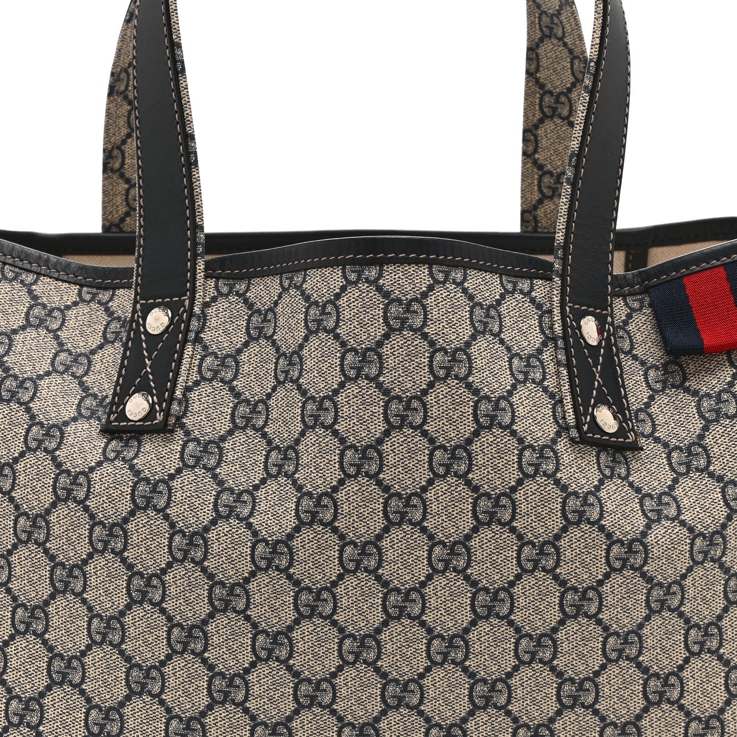 GG Plus Monogram Medium Signature Web Loop Tote Navy