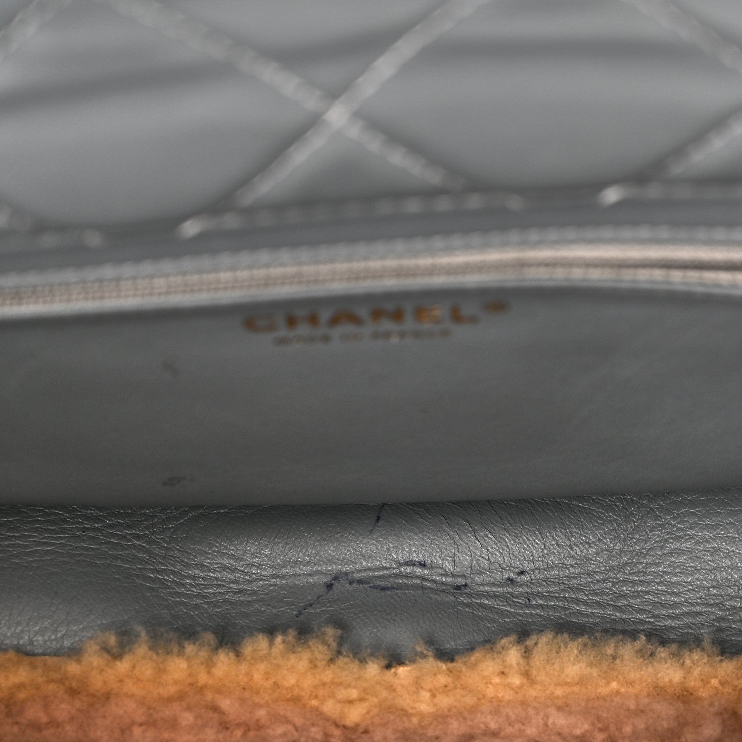 Shearling Sheepskin Single Flap Gray Pink Beige