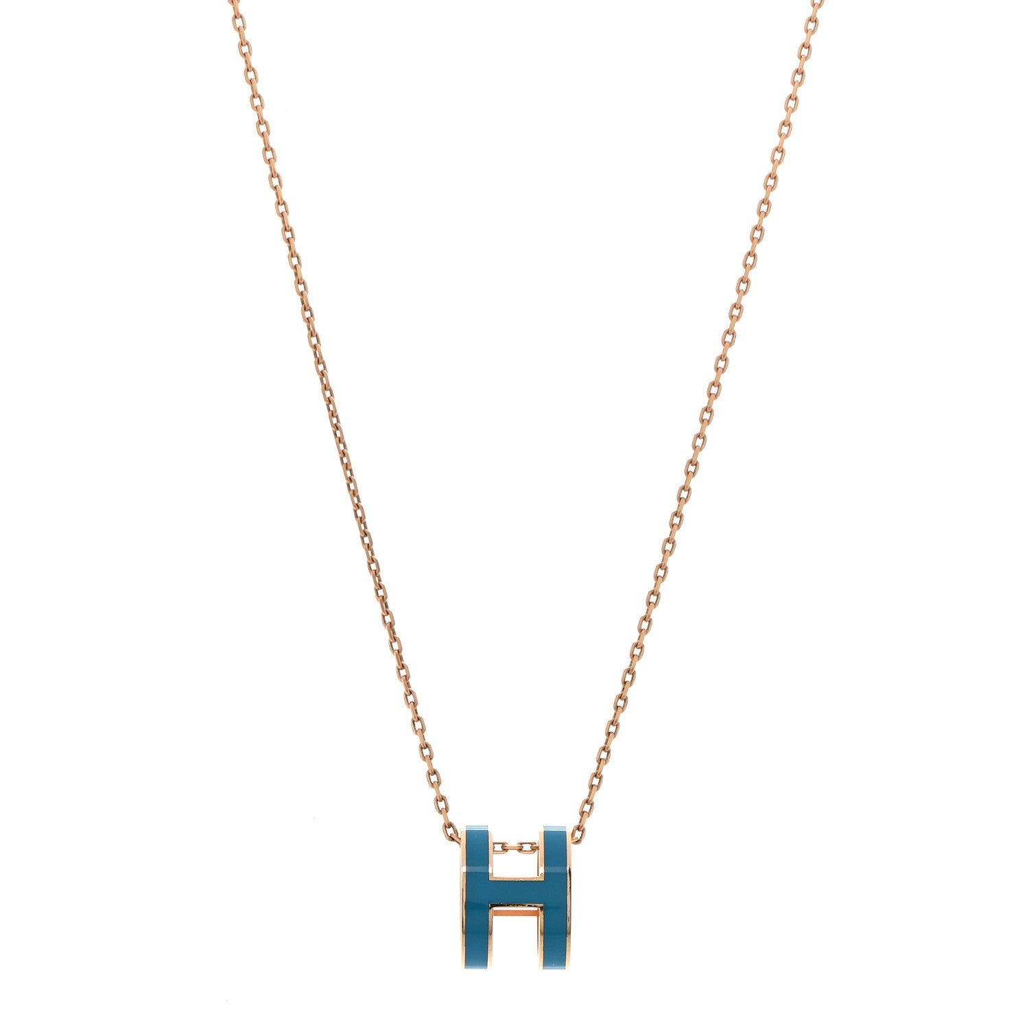 Lacquered Gold Pop H Pendant Necklace Turquoise