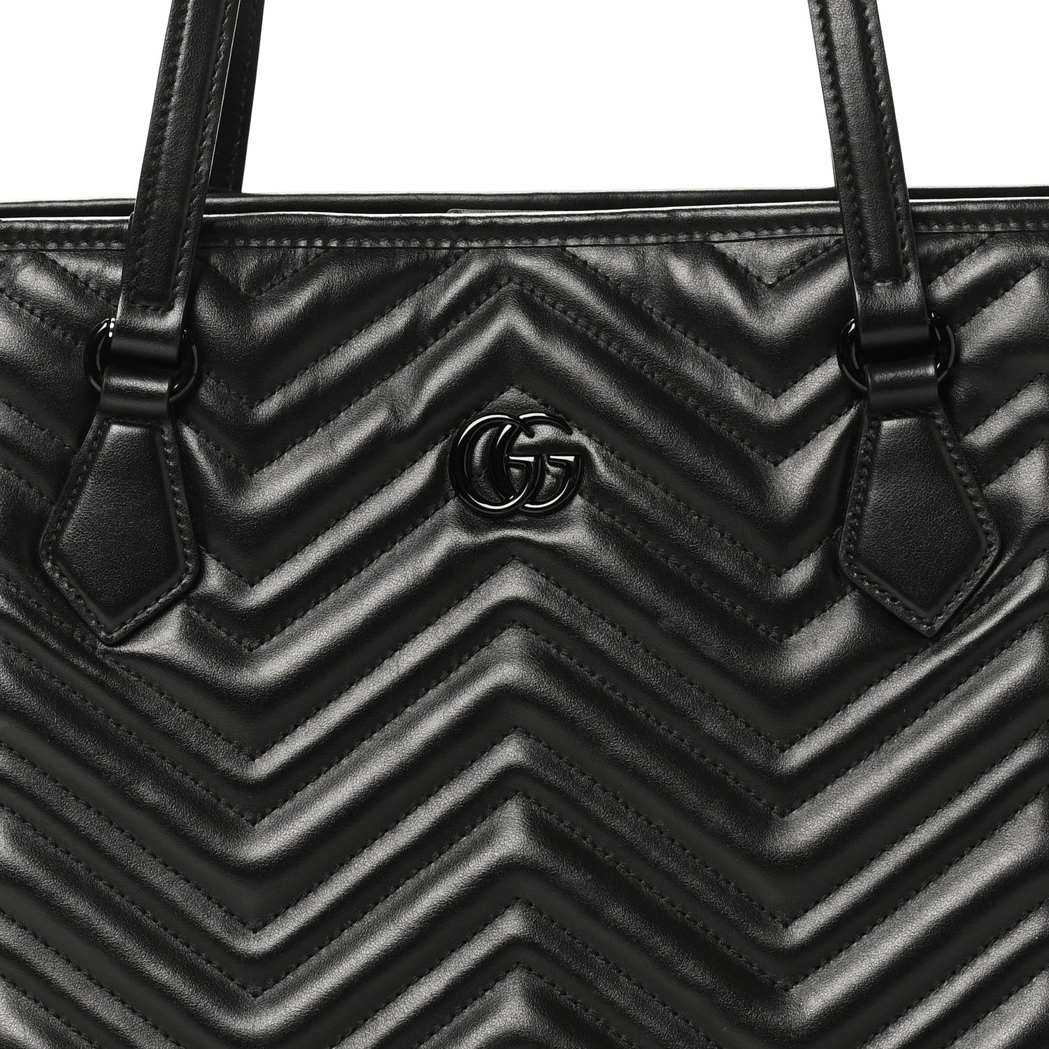 Calfskin Matelasse Monochrome Large GG Marmont Tote Bag Black