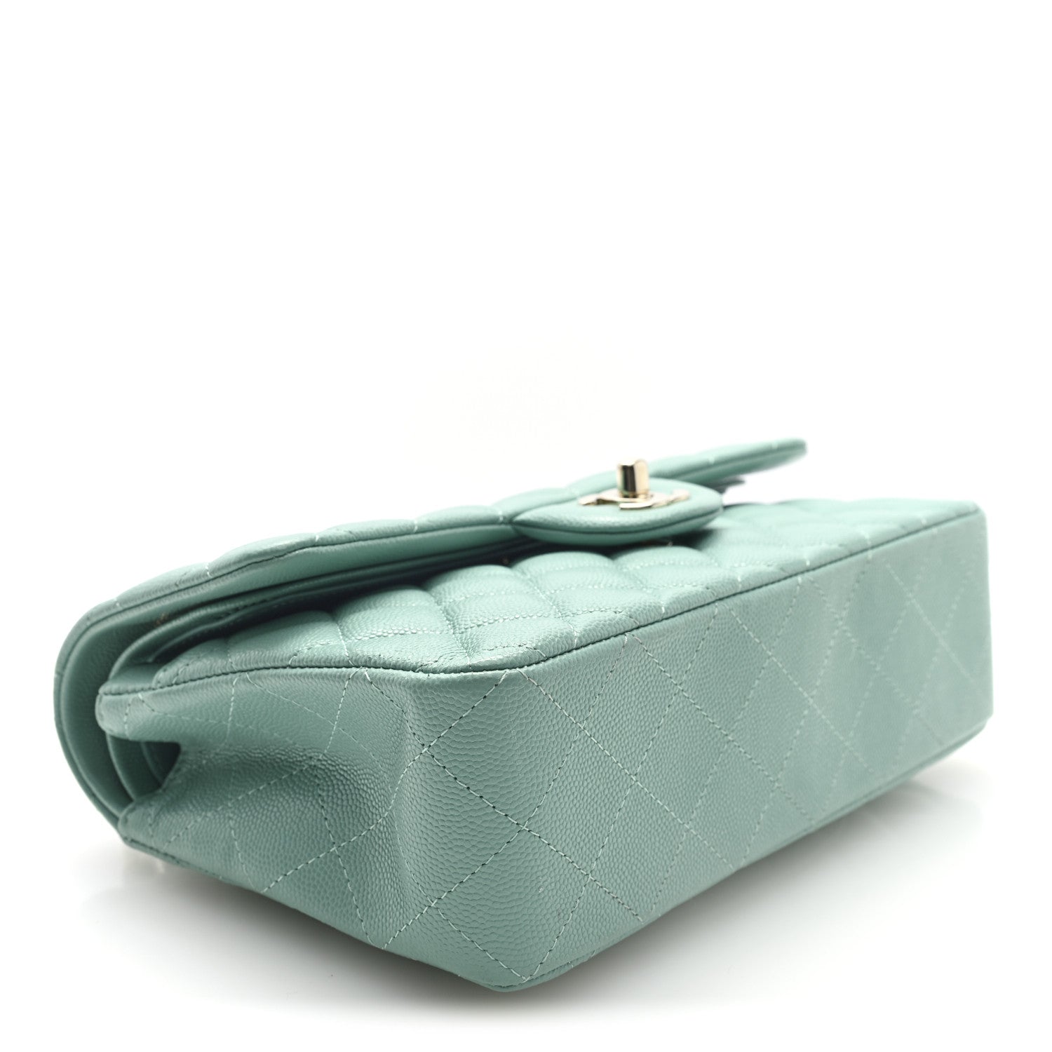 Caviar Quilted Small Double Flap Light Blue