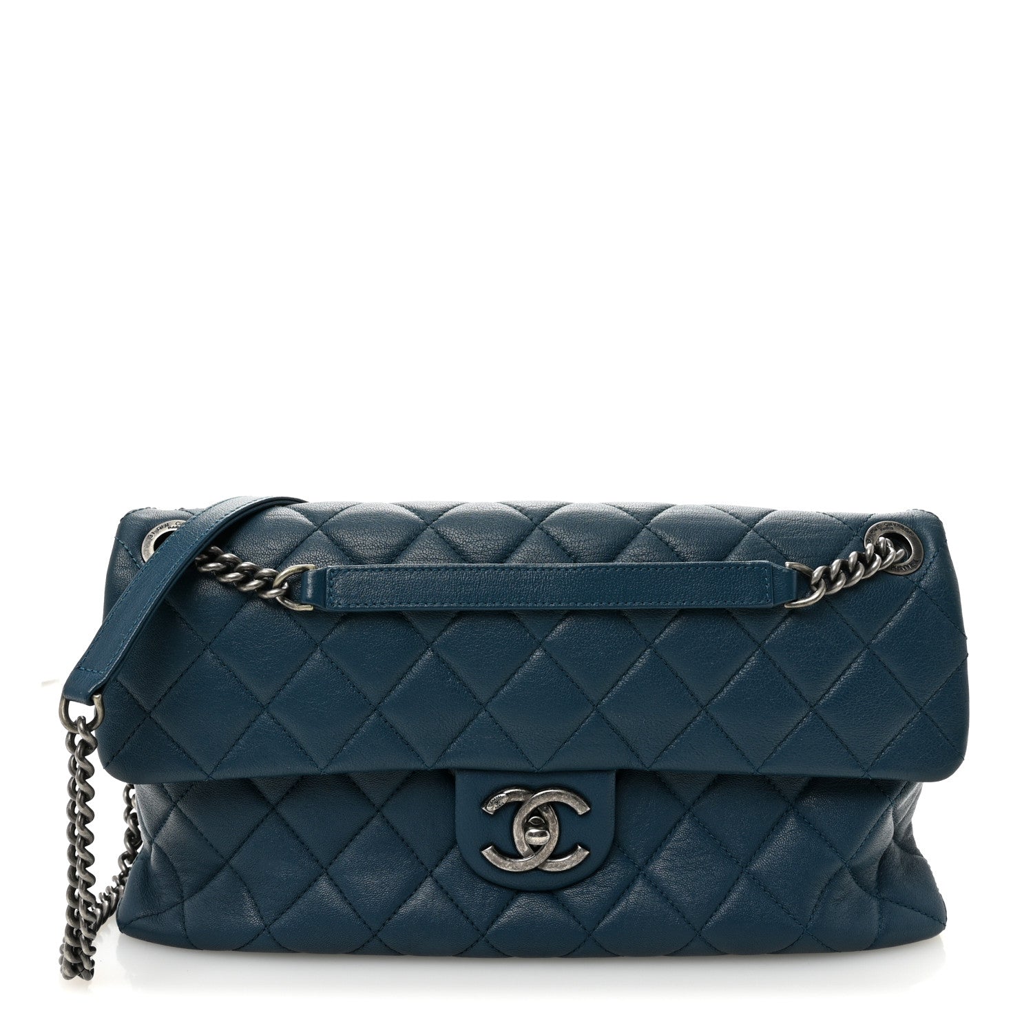 Goatskin Quilted Medium Flap Blue