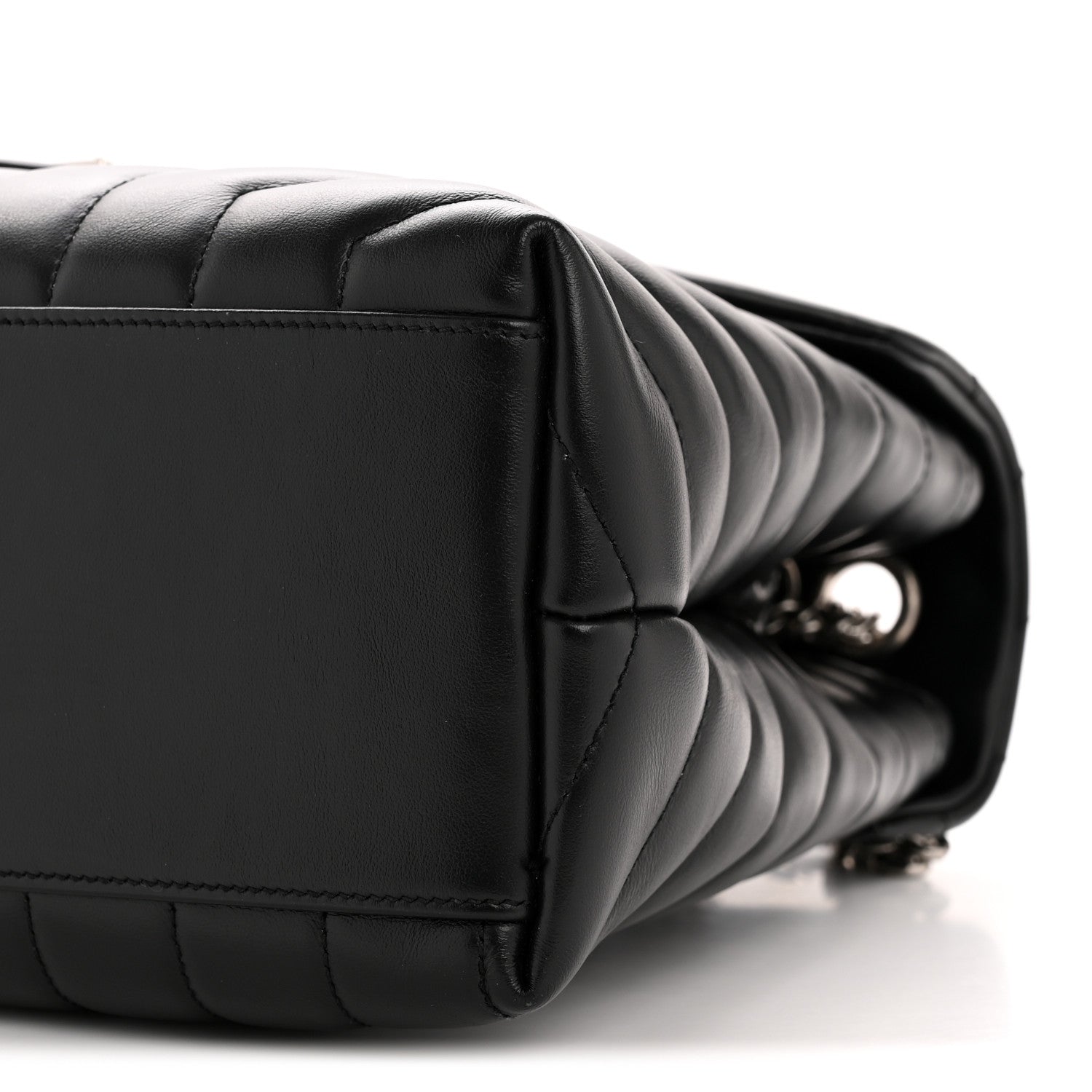 Calfskin Y Quilted Monogram Medium Loulou Chain Satchel Black