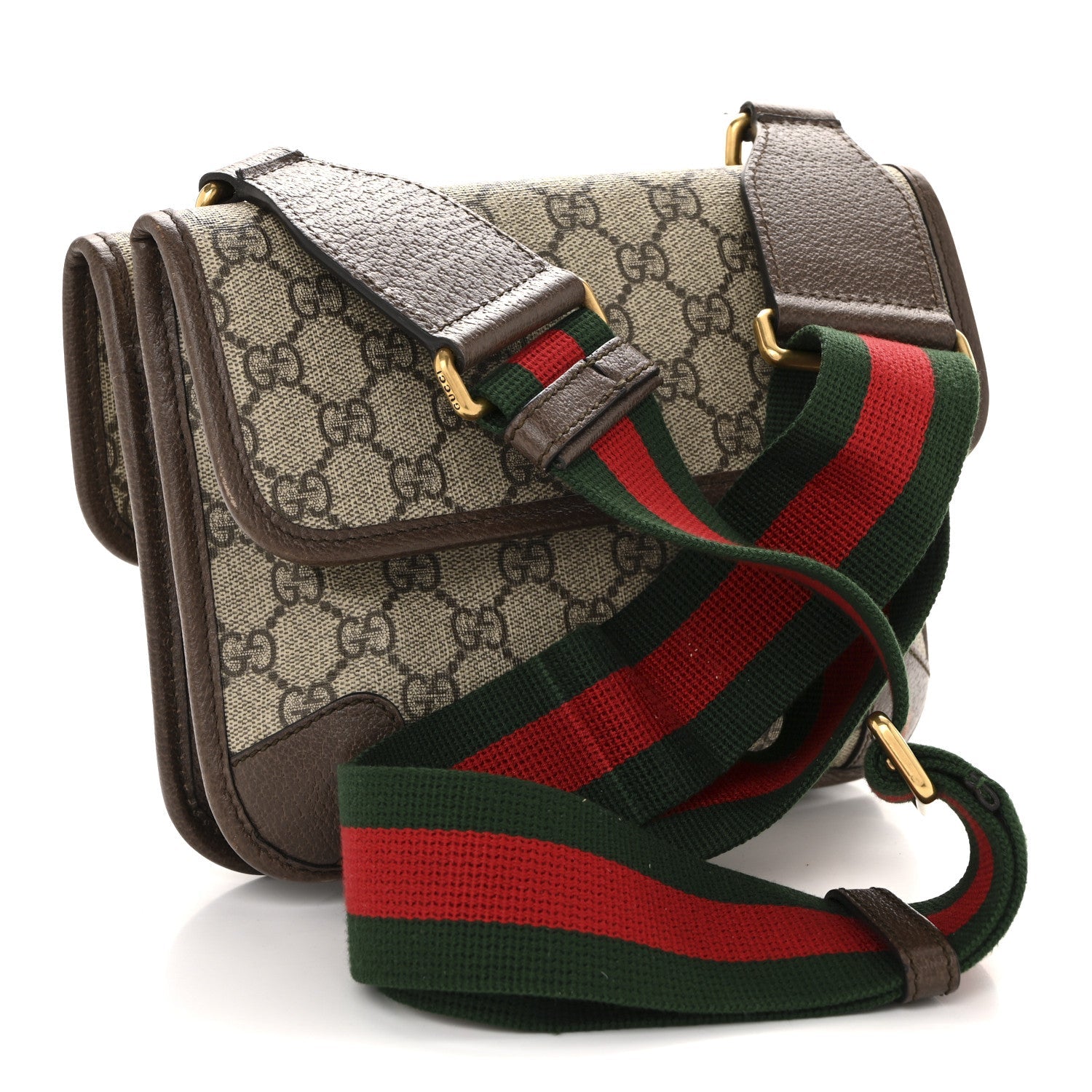 GG Supreme Monogram Web Small Neo Vintage Double Flap Messenger Bag Beige New Acero
