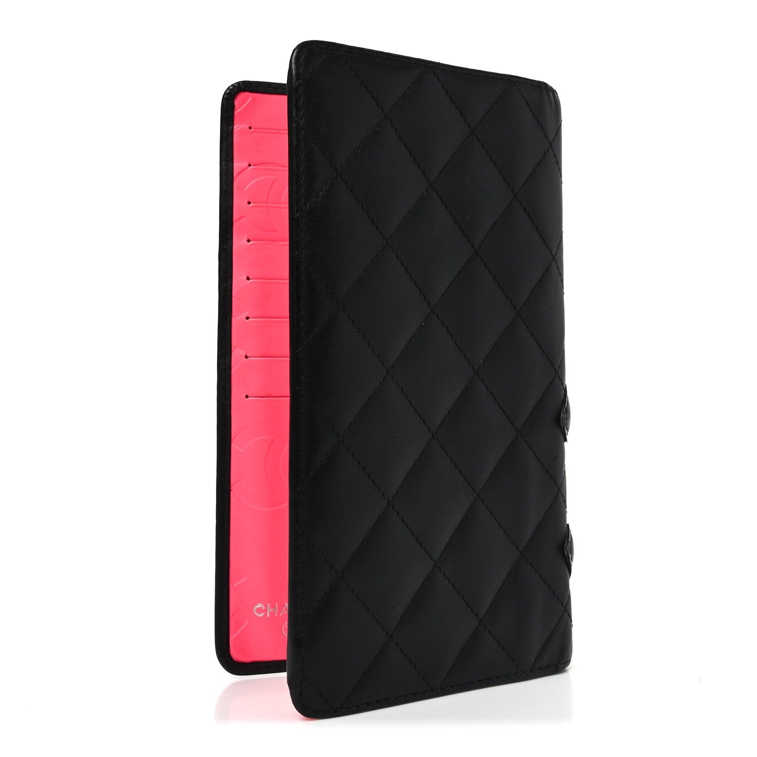 Calfskin Quilted Cambon Yen Wallet Black