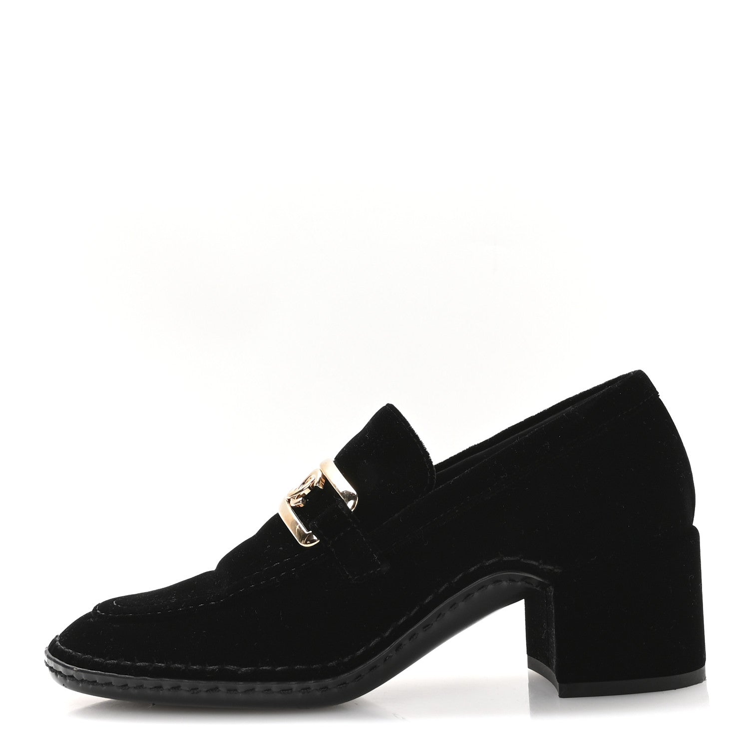 Shiny Calfskin Logo Loafers 38 Black