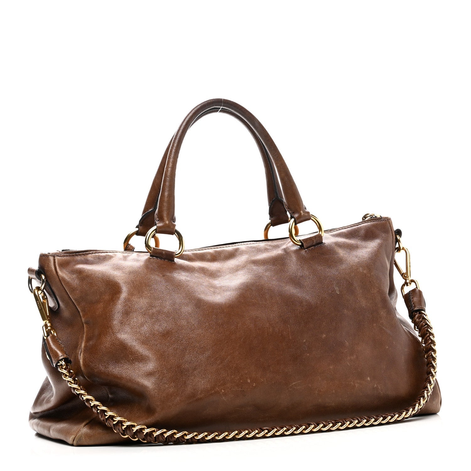 Soft Calf Shopping Tote Brown