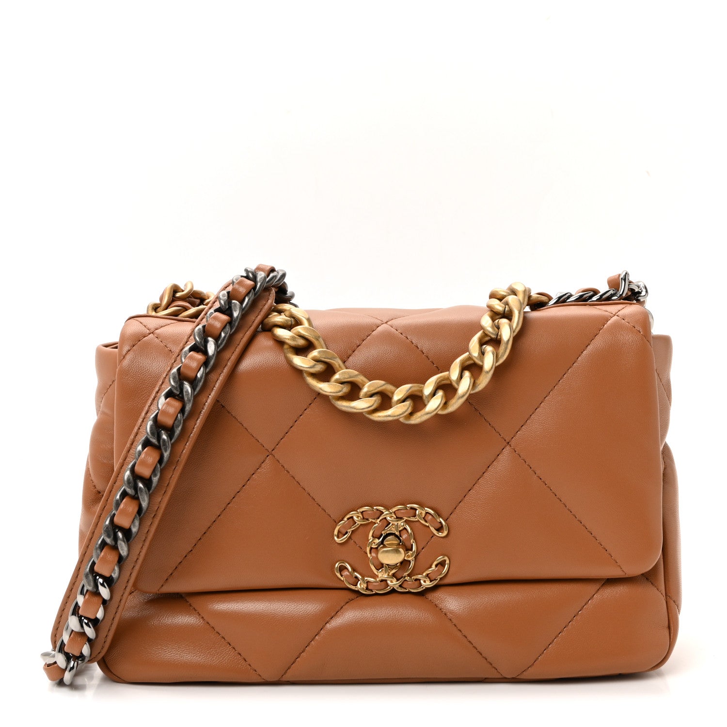 Lambskin Quilted Medium Chanel 19 Flap Brown