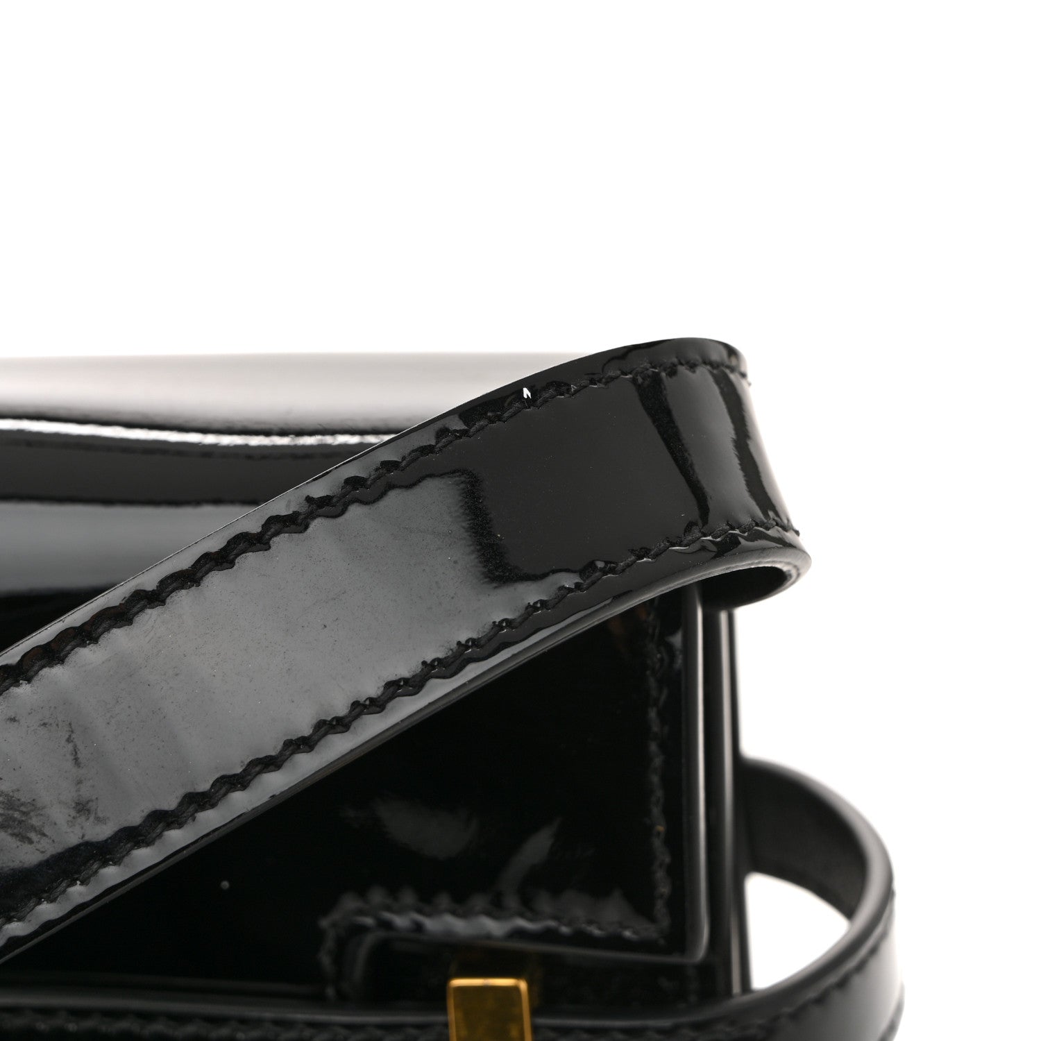 Patent Calfskin Manhattan Shoulder Bag Black