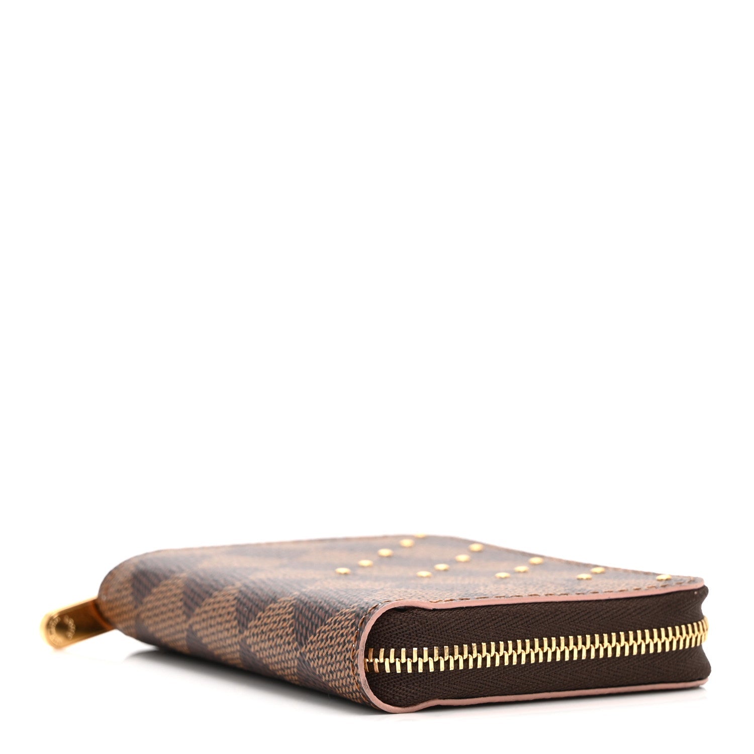 Damier Ebene Studded Zippy Coin Purse Rose Ballerine