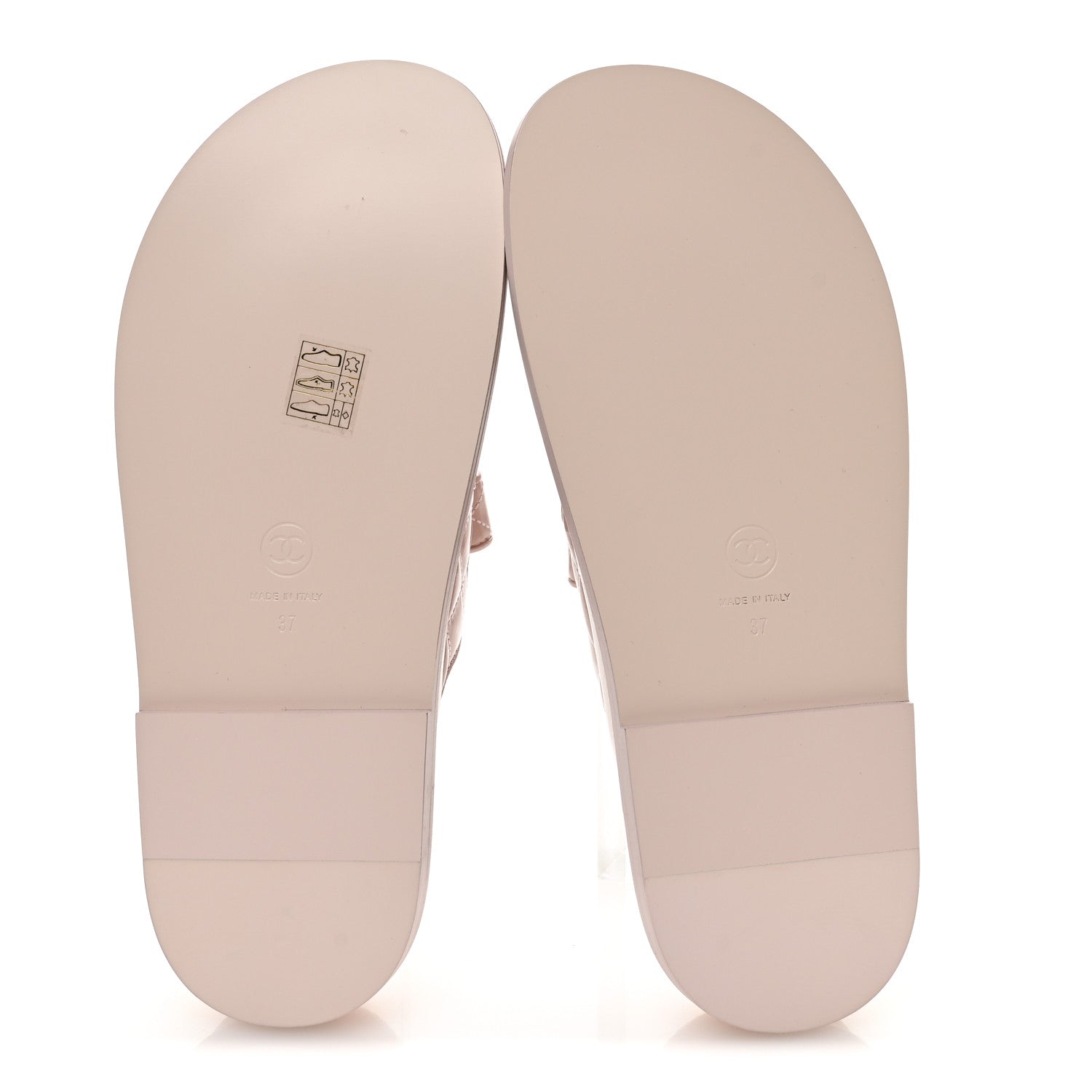 Shiny Calfskin Quilted Velcro Dad Crystal CC Slide Sandals 37 Light Pink