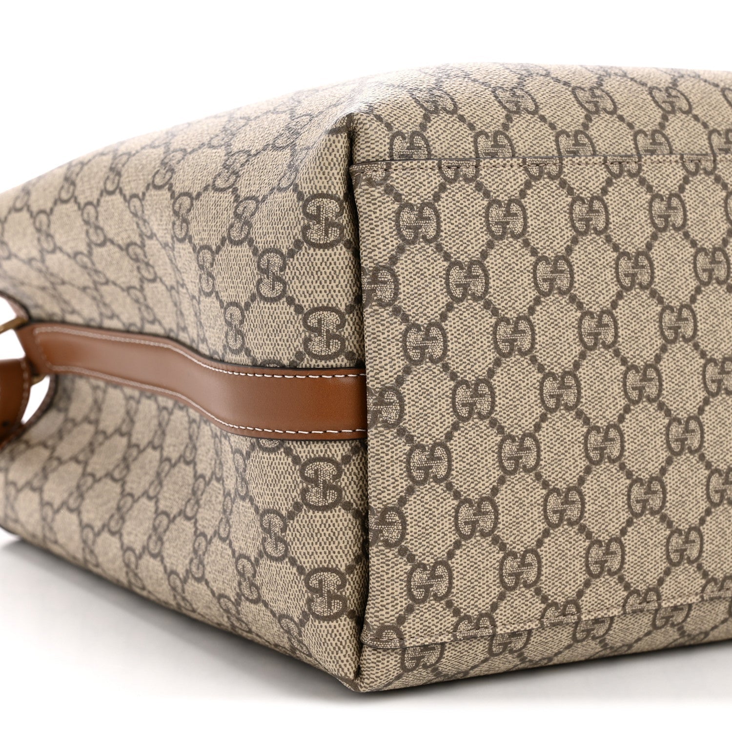 GG Supreme Monogram Medium Emblem Bucket Bag Beige Brown