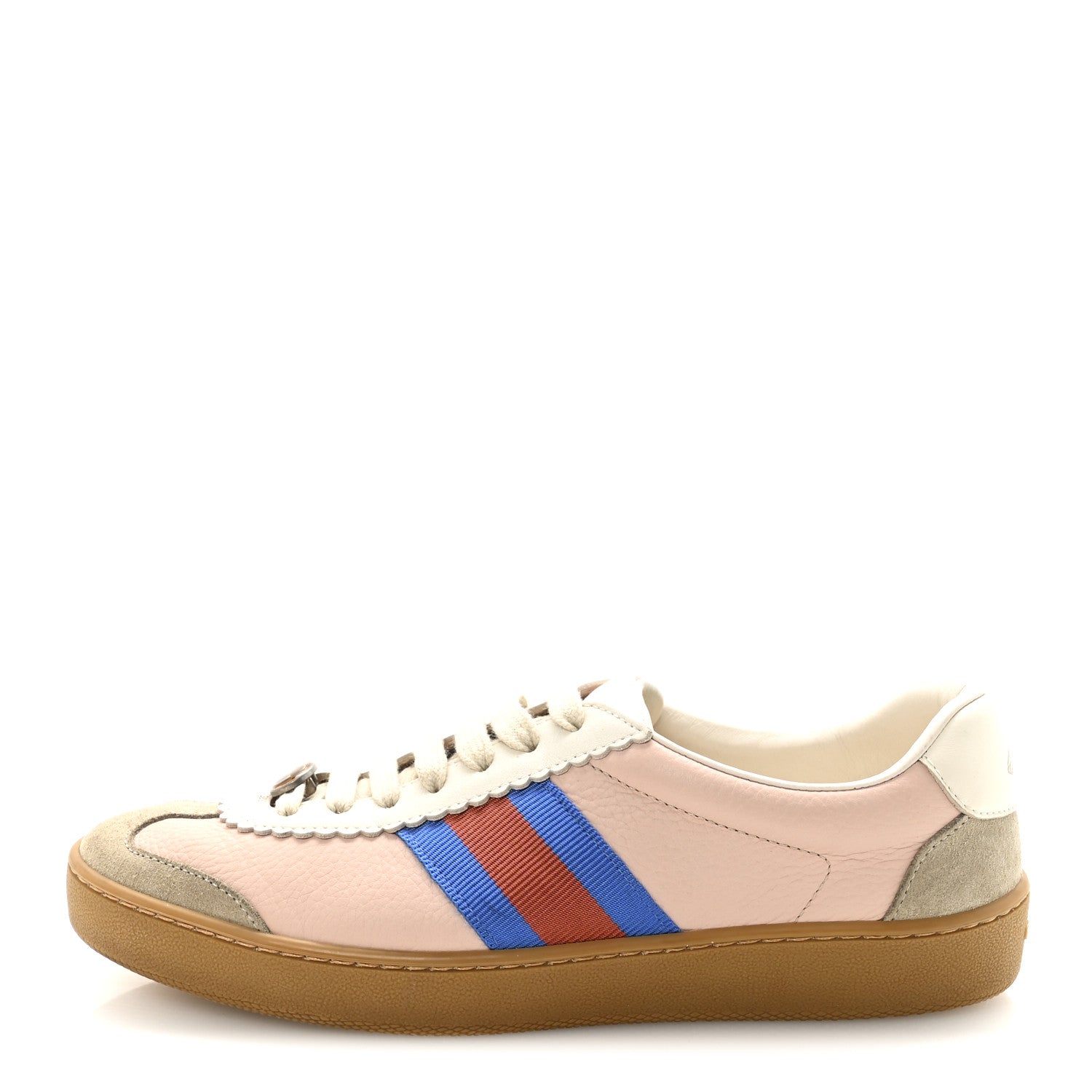Calfskin Suede Web Womens G74 Sneakers 37 Oatmeal Soft Rose