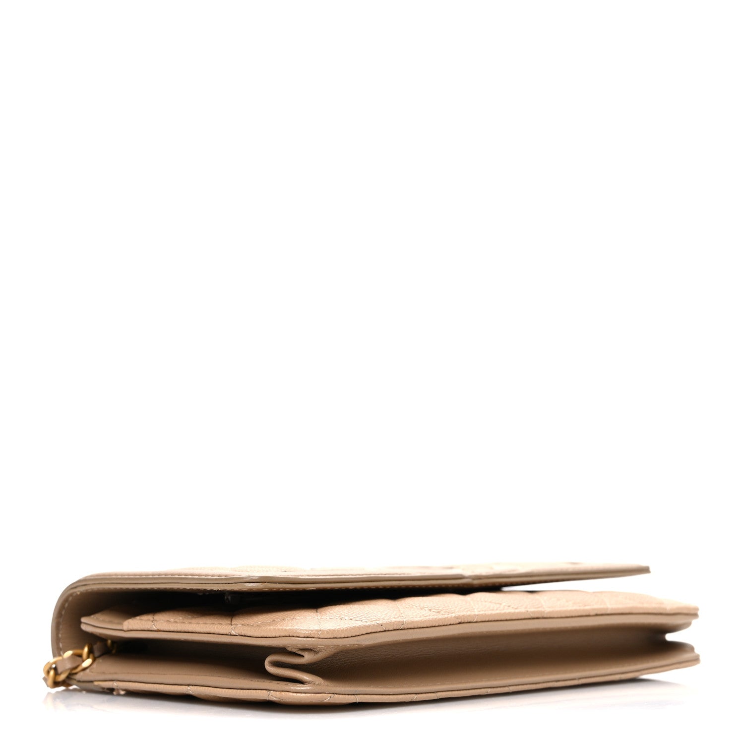 Caviar Quilted CC Filigree Wallet On Chain WOC Beige