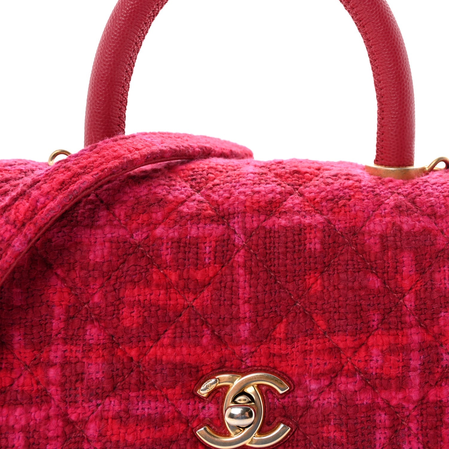 Tweed Mini Coco Handle Flap Fuchsia