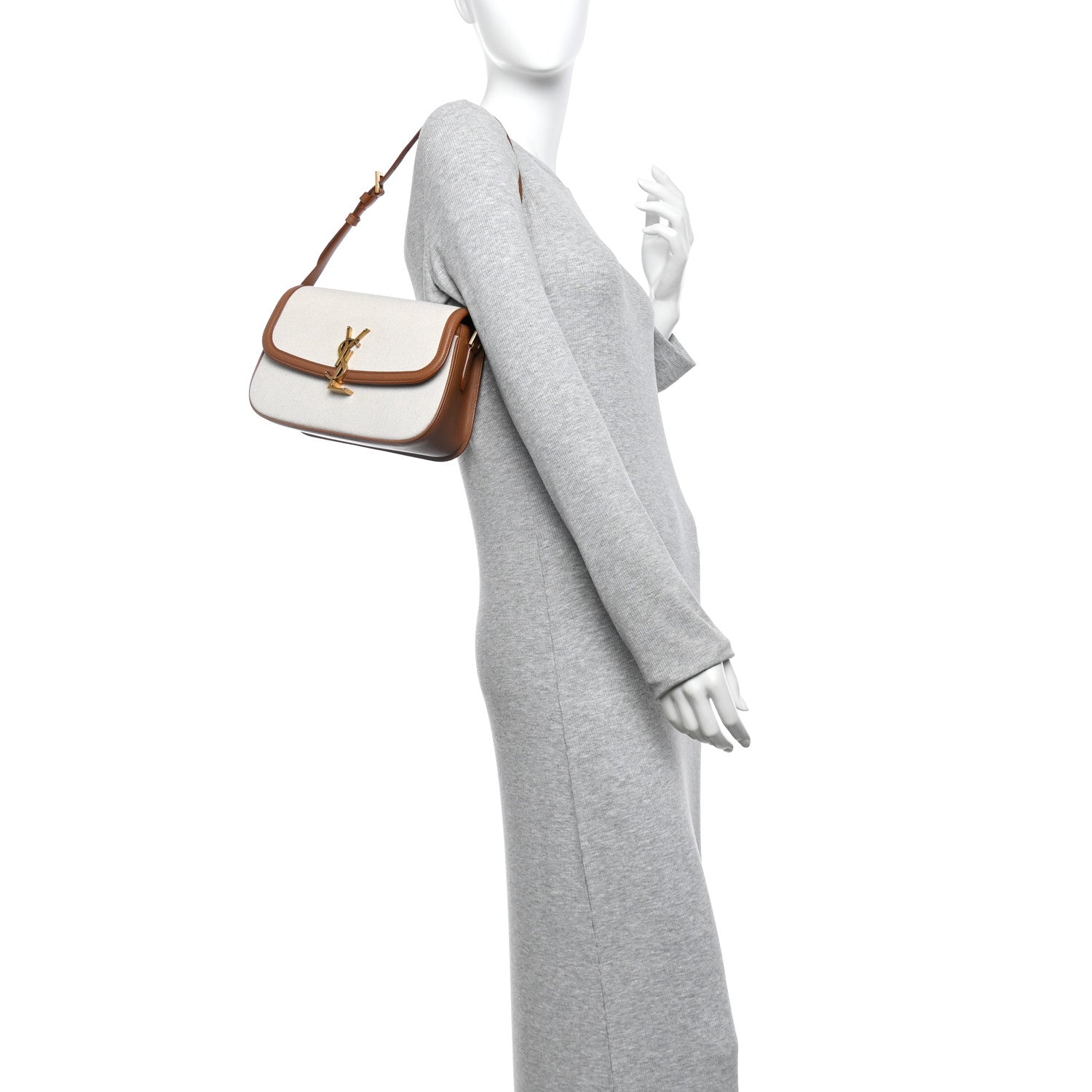 Linen Calfskin Monogram Small Solferino Satchel Greggio Brick