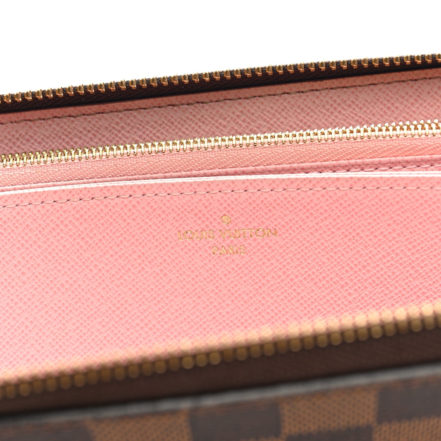 Damier Ebene Zippy Wallet Rose Ballerine