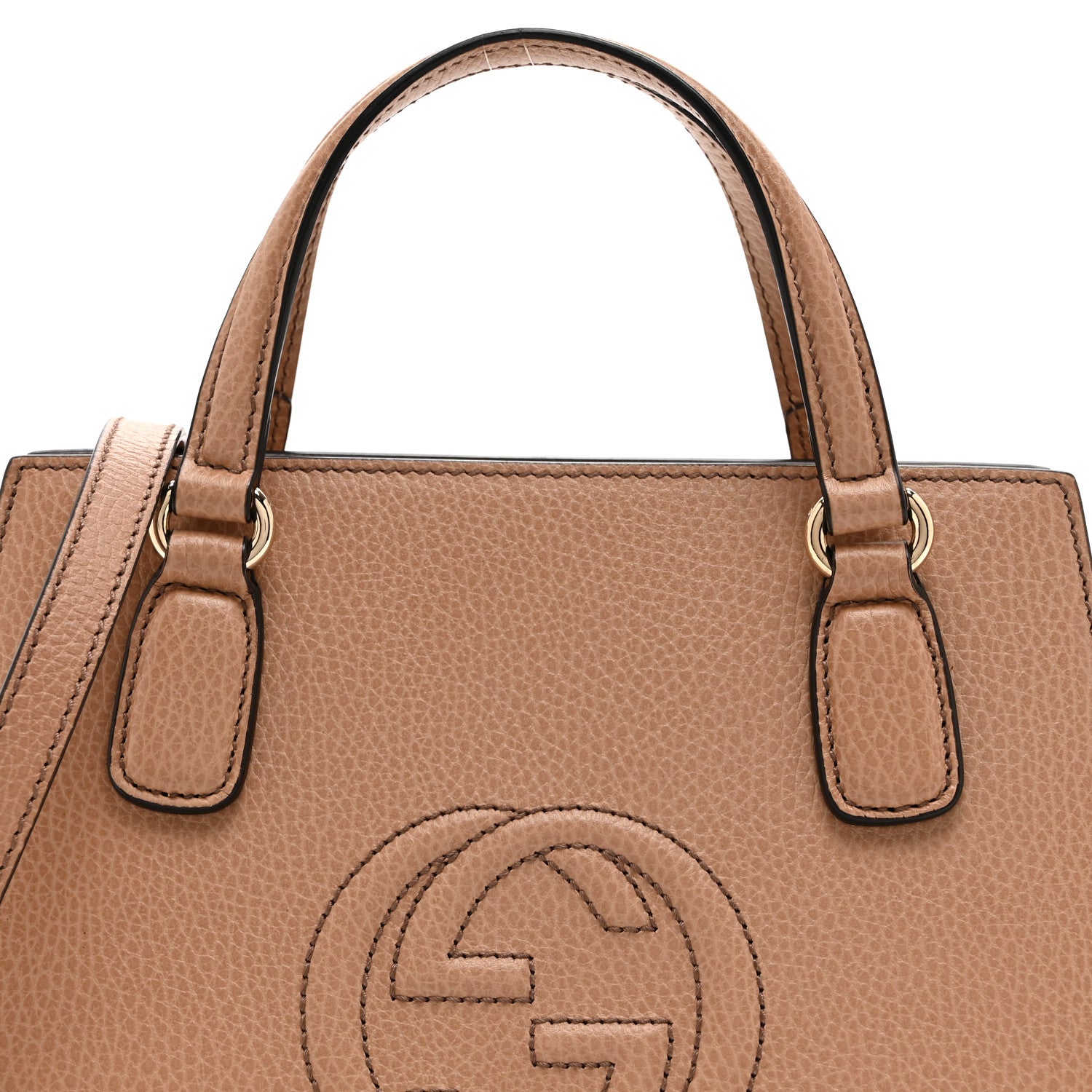 Dollar Calfskin Medium Soho Top Handle Satchel Camelia