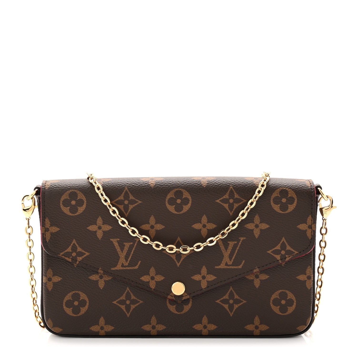 Monogram Pochette Felicie Chain Wallet Fuchsia