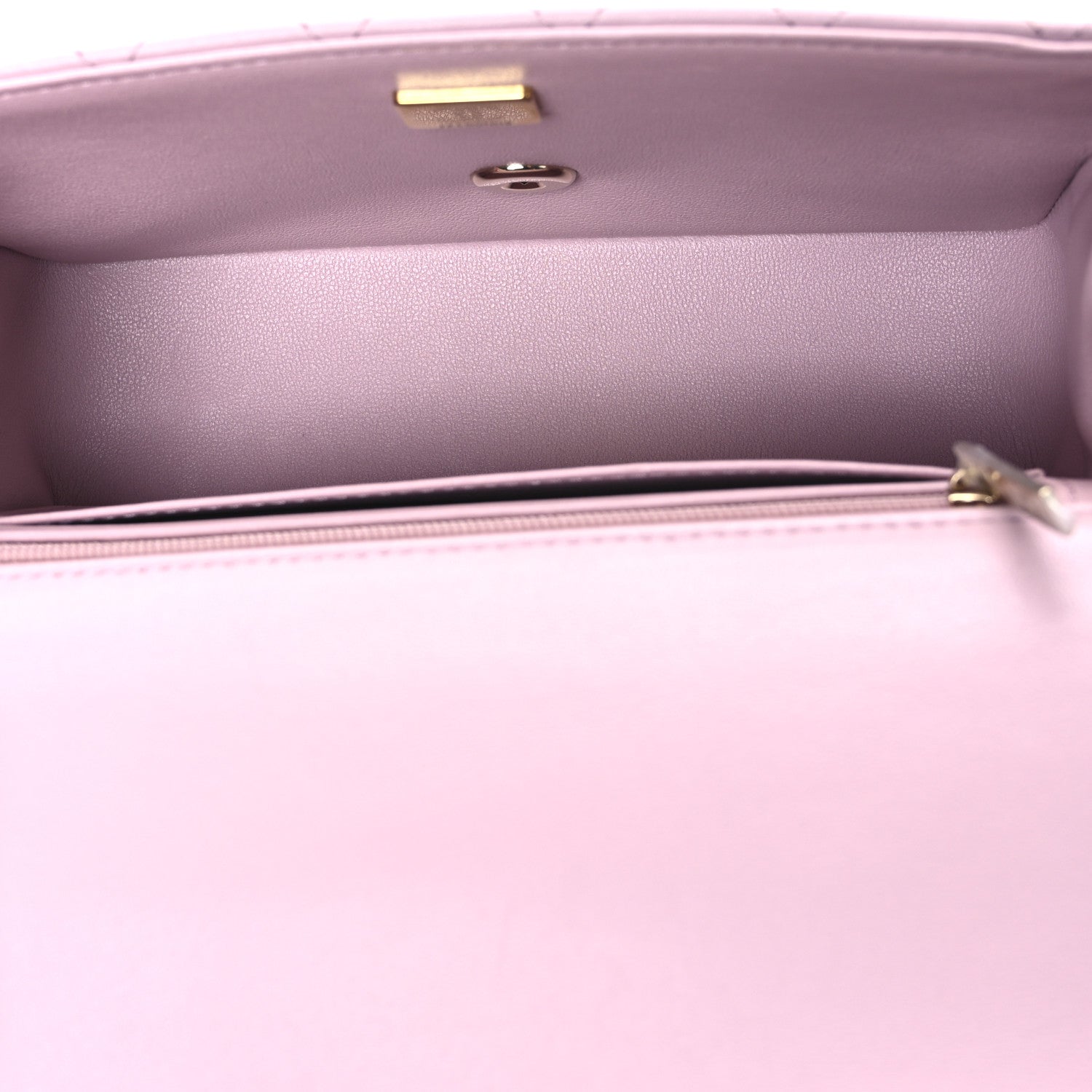 Lambskin Quilted Mini Top Handle Rectangular Flap Light Pink