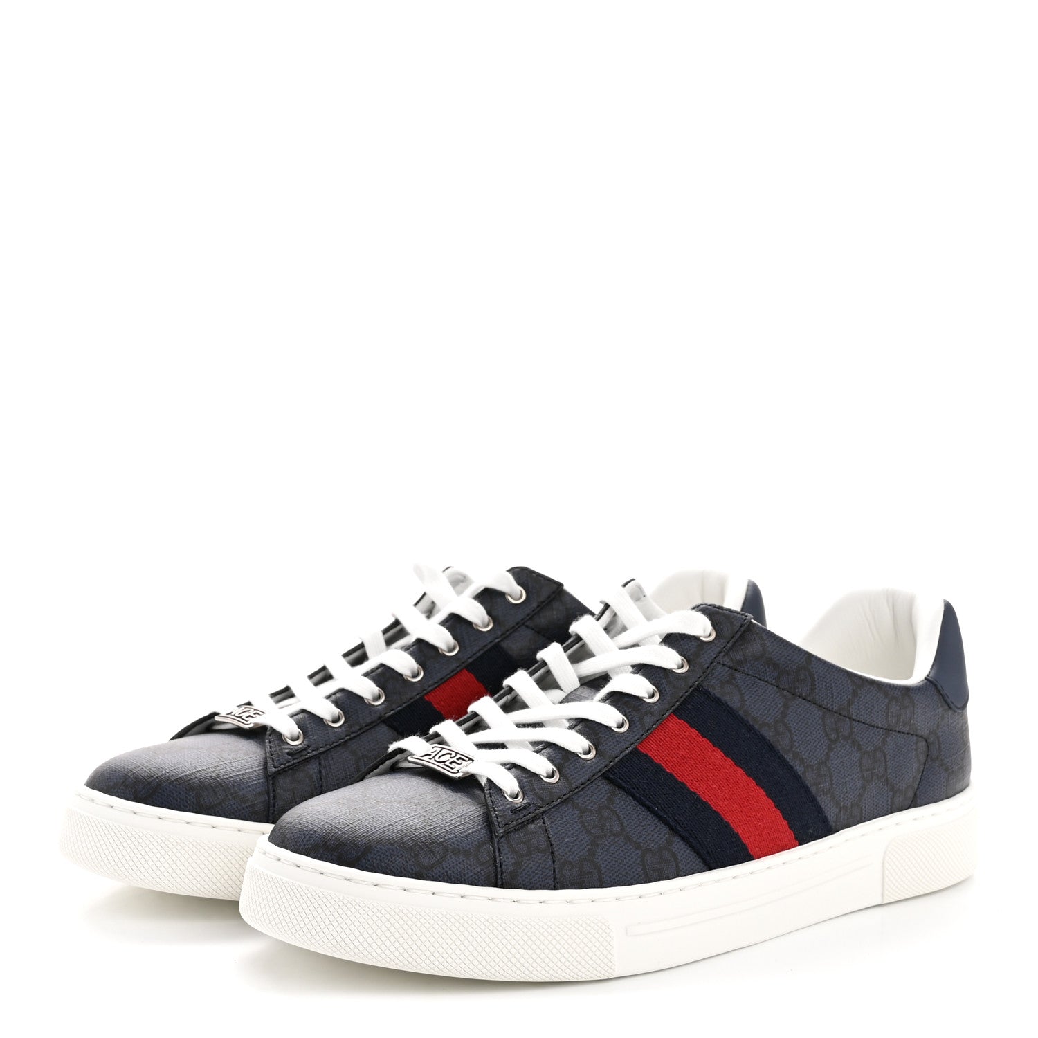 GG Supreme Monogram Web Mens New Ace Sneakers 8.5 Dark Blue