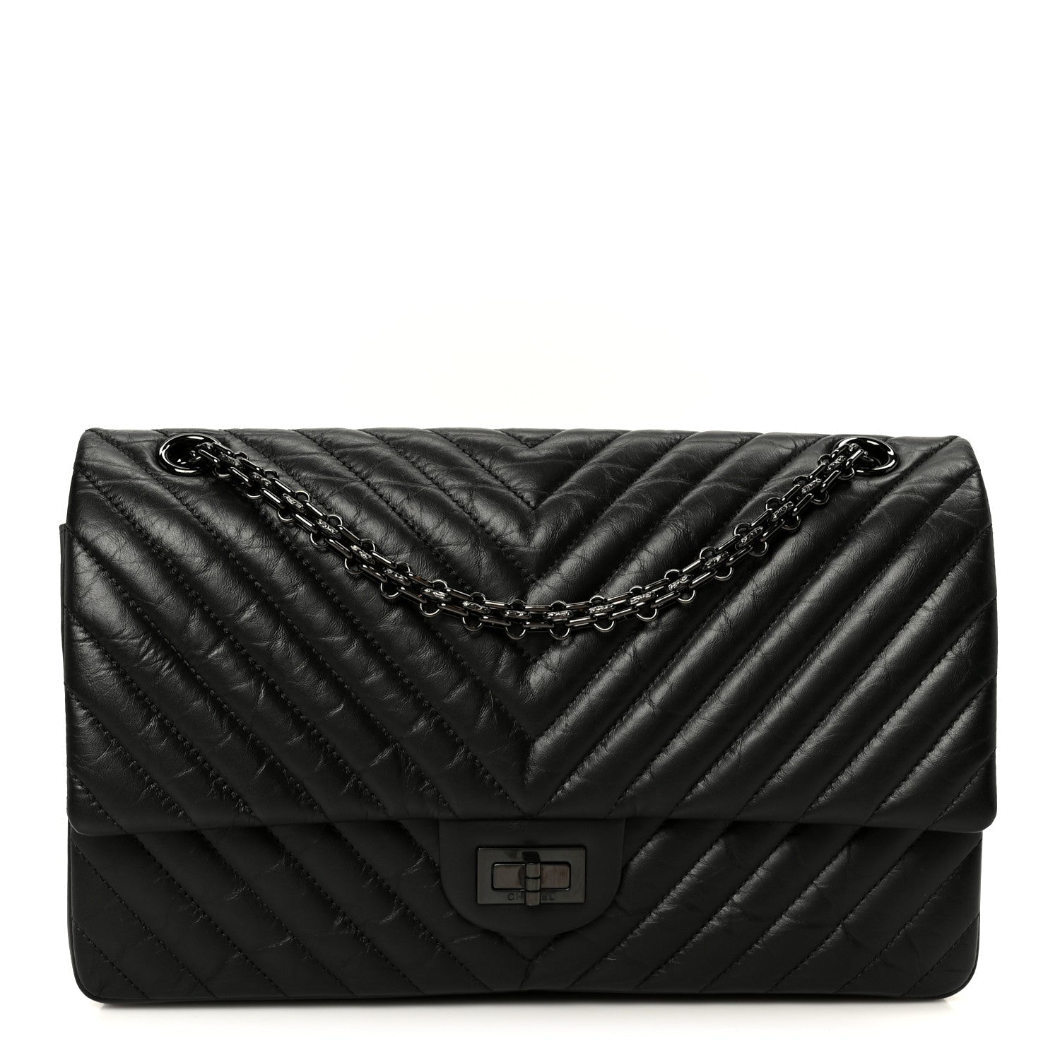 Aged Calfskin Chevron Quilted 2.55 Reissue 226 So Black