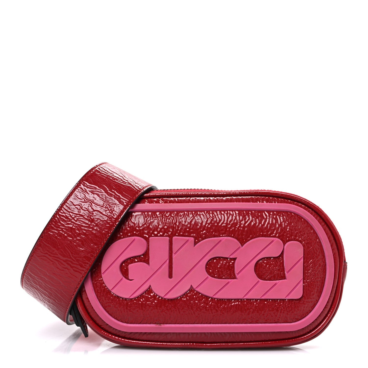 Patent Rubber Game Patch Logo Belt Bag  85 34 Hibiscus Red