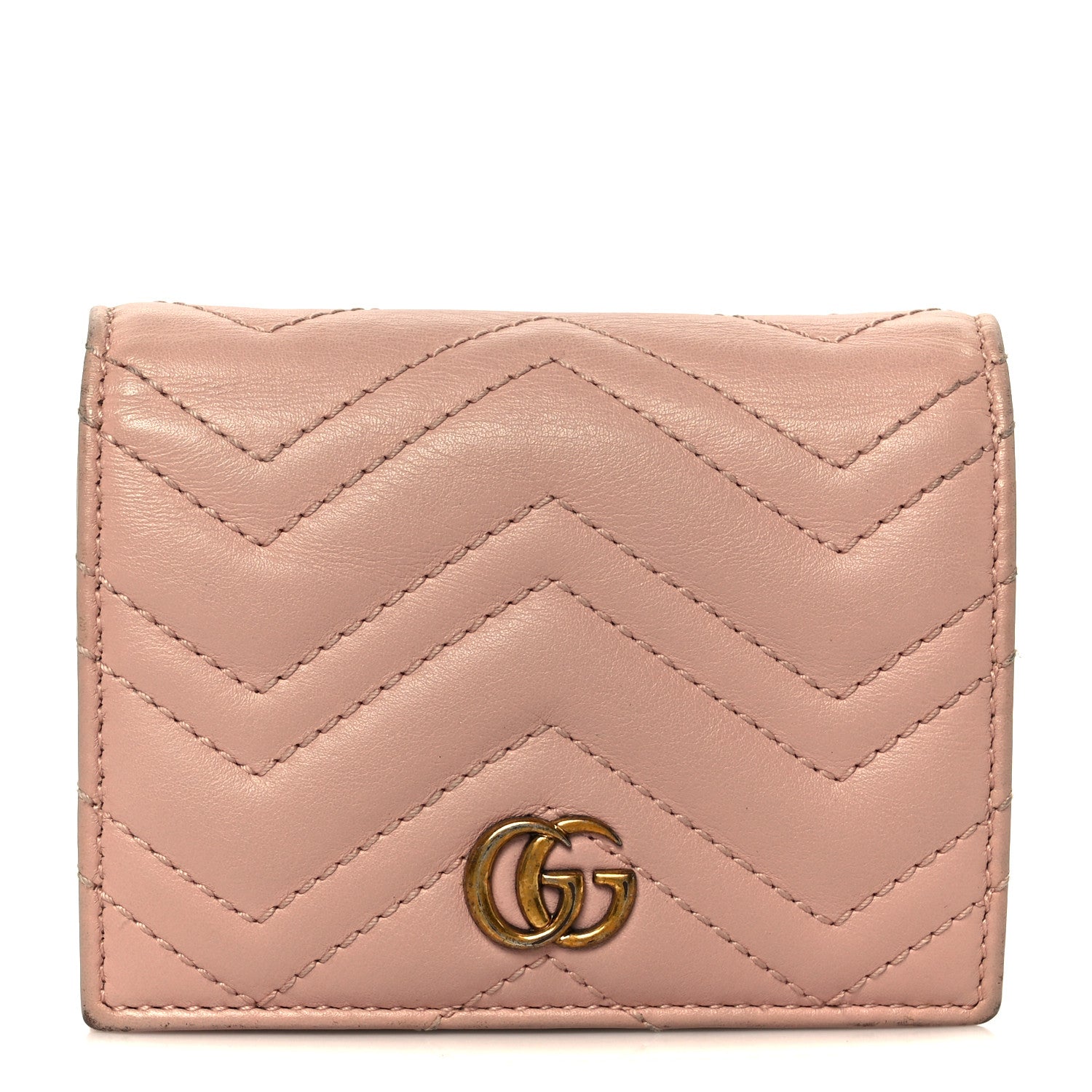 Calfskin Matelasse GG Marmont Card Case Wallet Perfect Pink