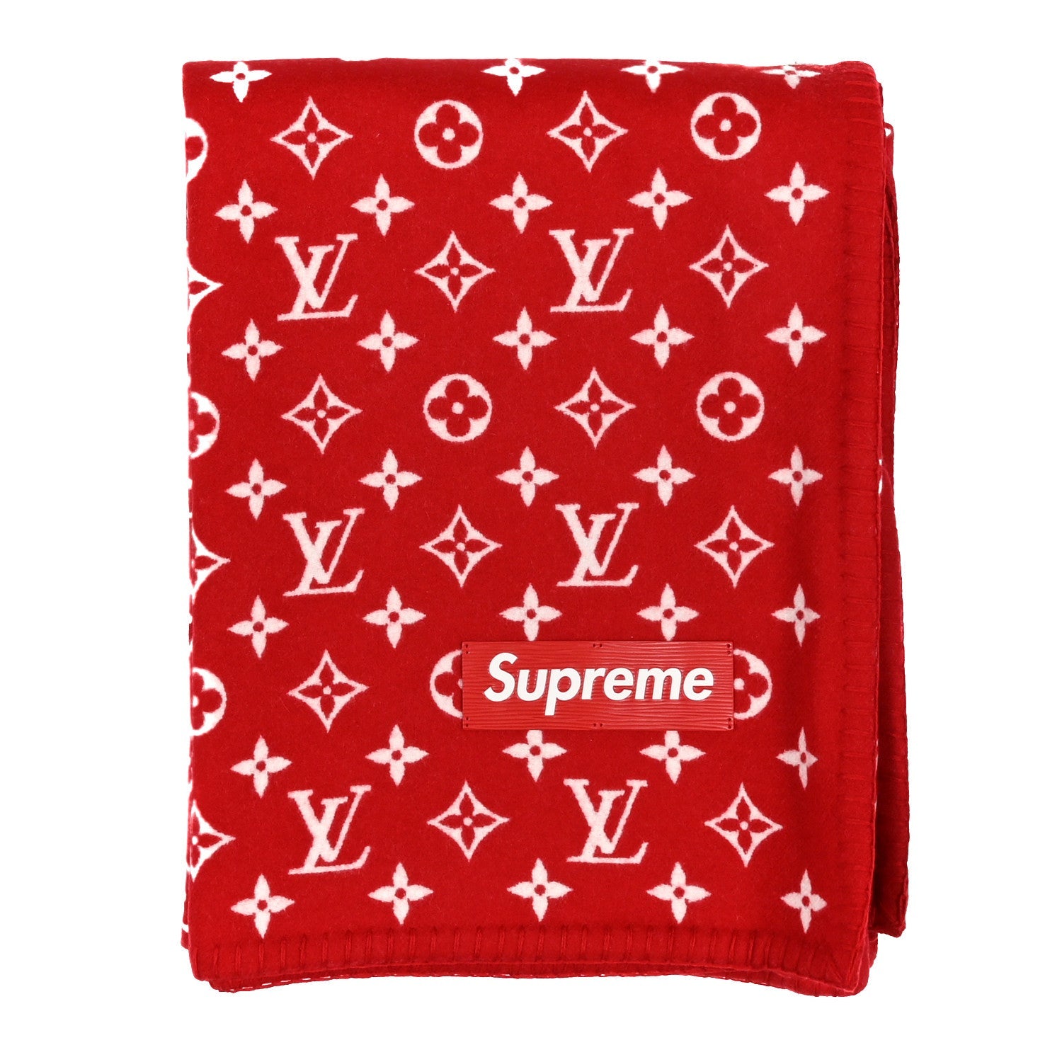 X SUPREME Wool Cashmere LV Blanket Red White