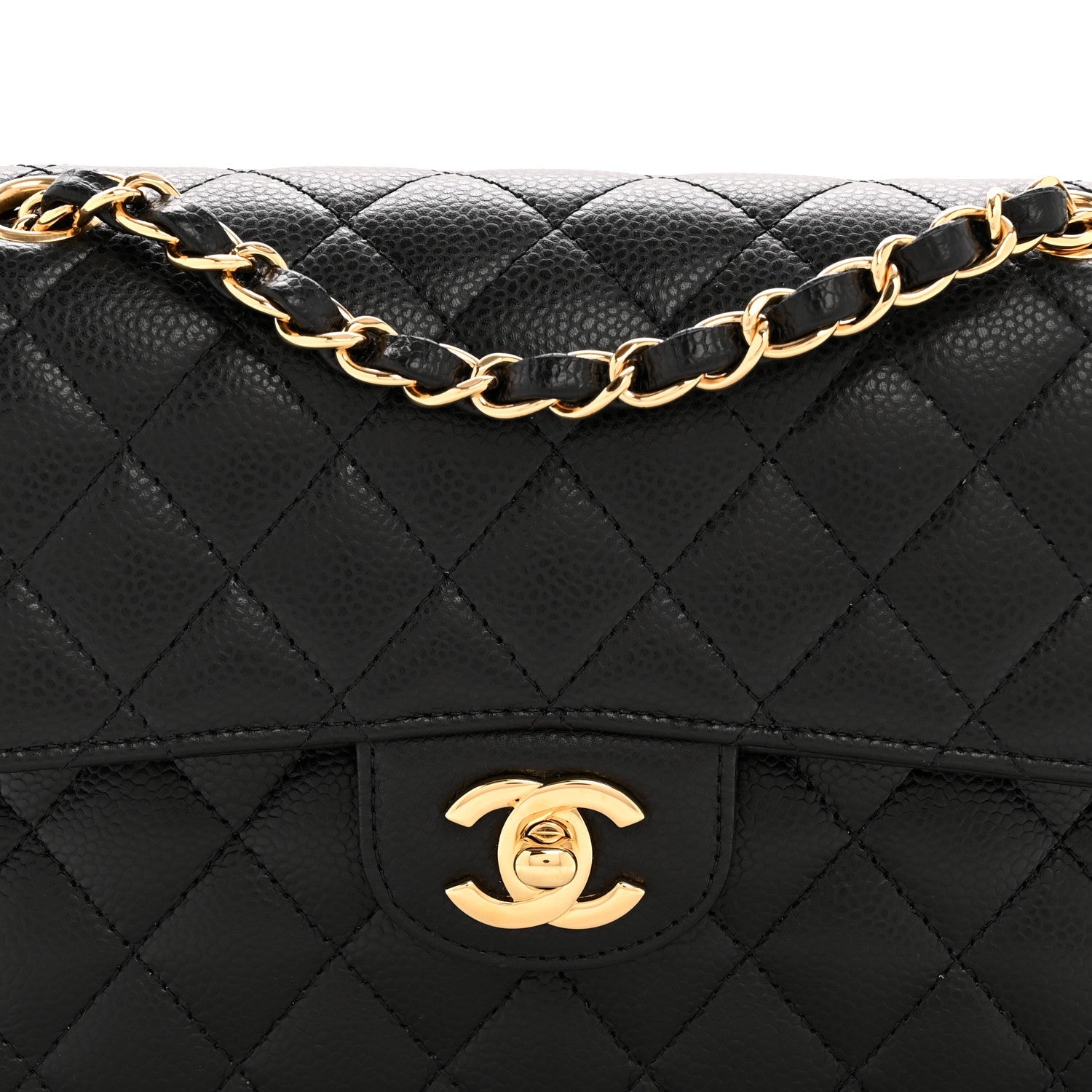 Caviar Quilted Small Double Flap Black
