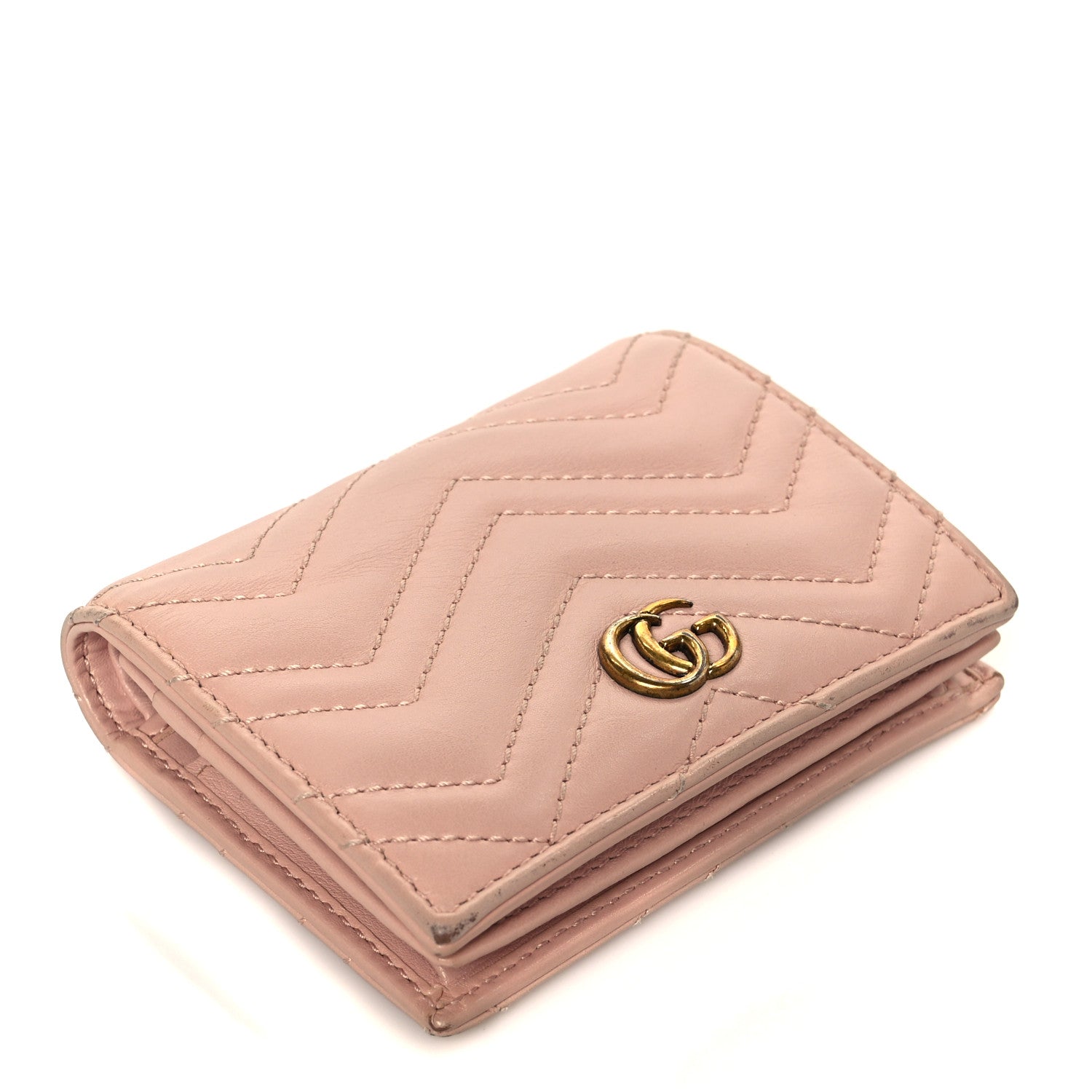 Calfskin Matelasse GG Marmont Card Case Wallet Perfect Pink