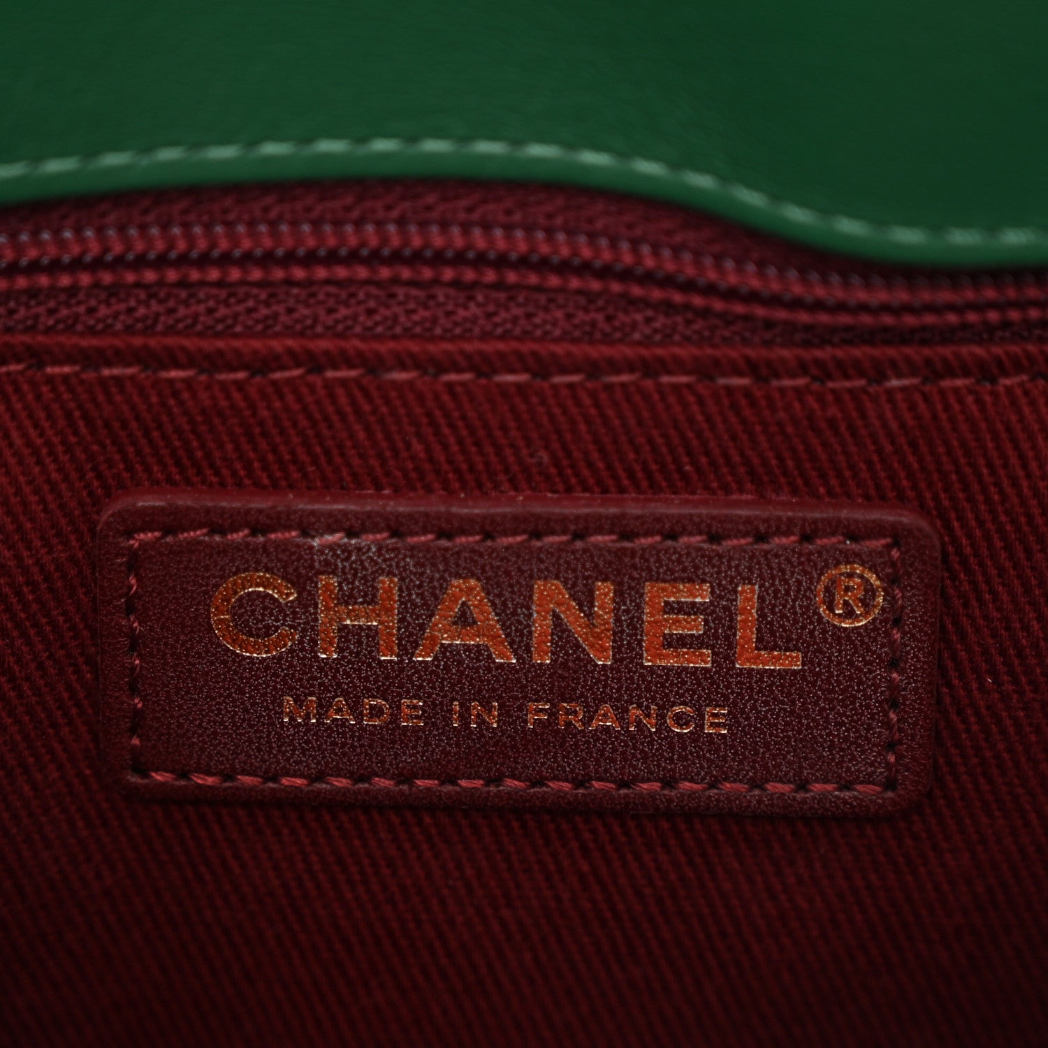 Calfskin Quilted Chain Flap Green