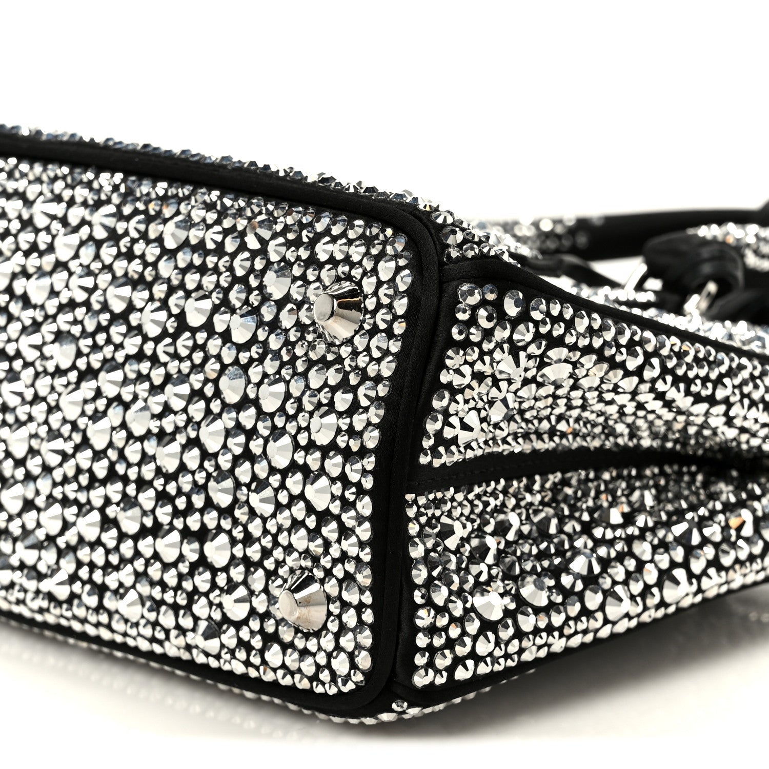 Satin Crystal Mini Galleria Double Zip Tote Metal