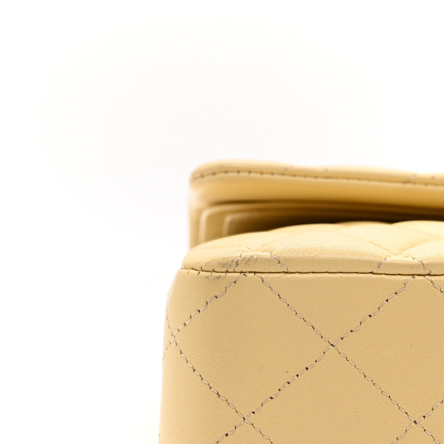 Lambskin Quilted Medium Double Flap Yellow