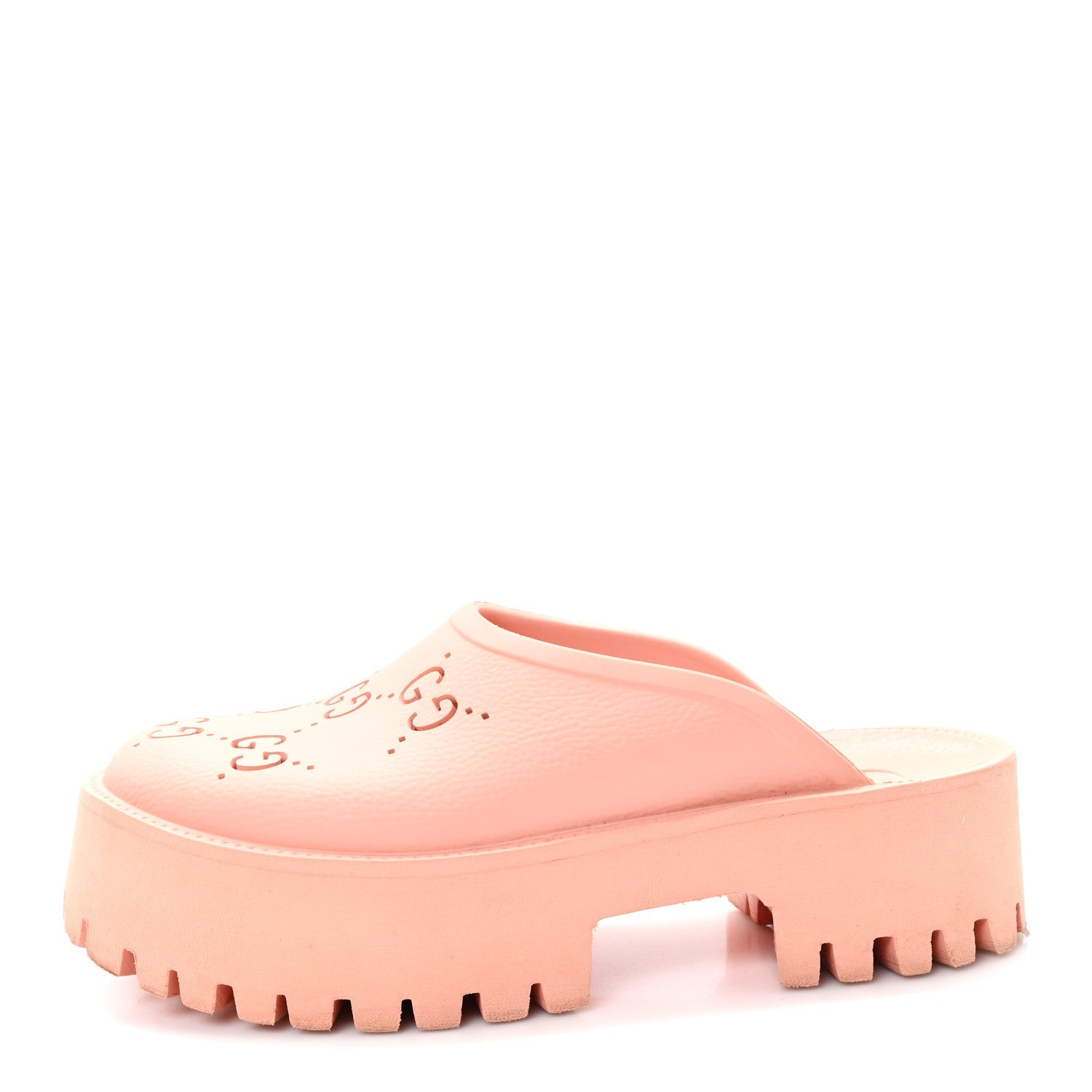 Rubber GG Monogram Perforated Elea Platform 55mm Lug Sole Sandals 41 Peachy Chic