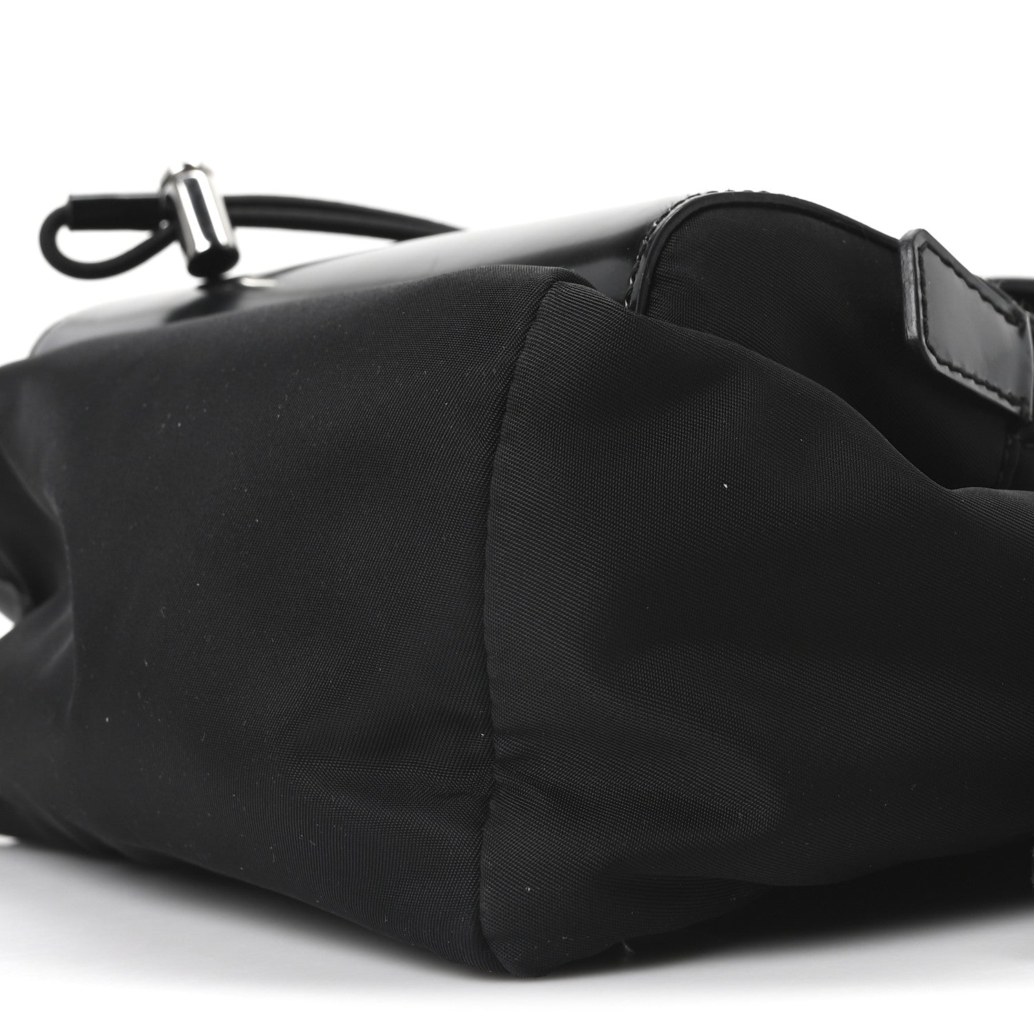 Nylon Brushed Calfskin Mini Sling Backpack  Black
