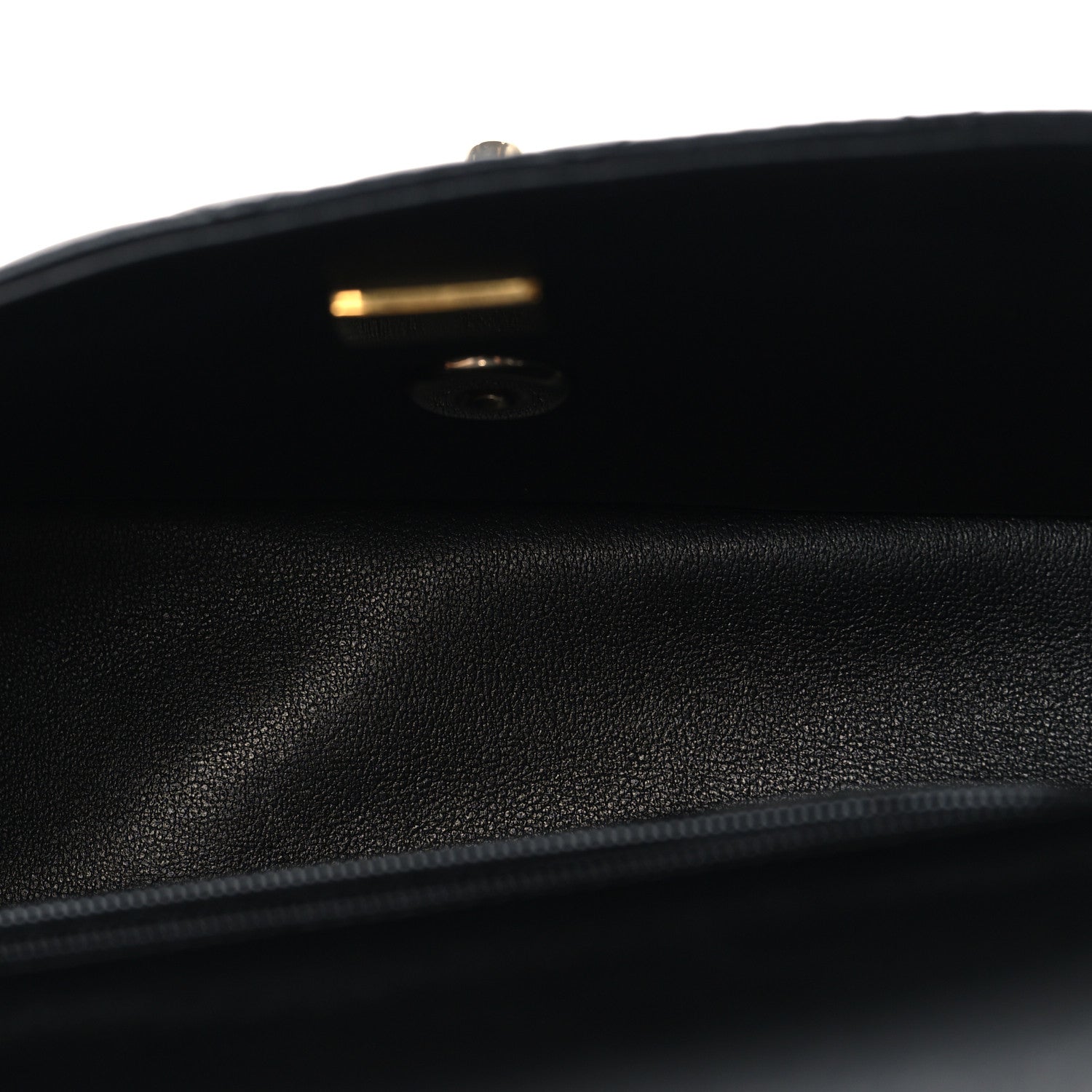 Lambskin Quilted Mini Top Handle Rectangular Flap Black