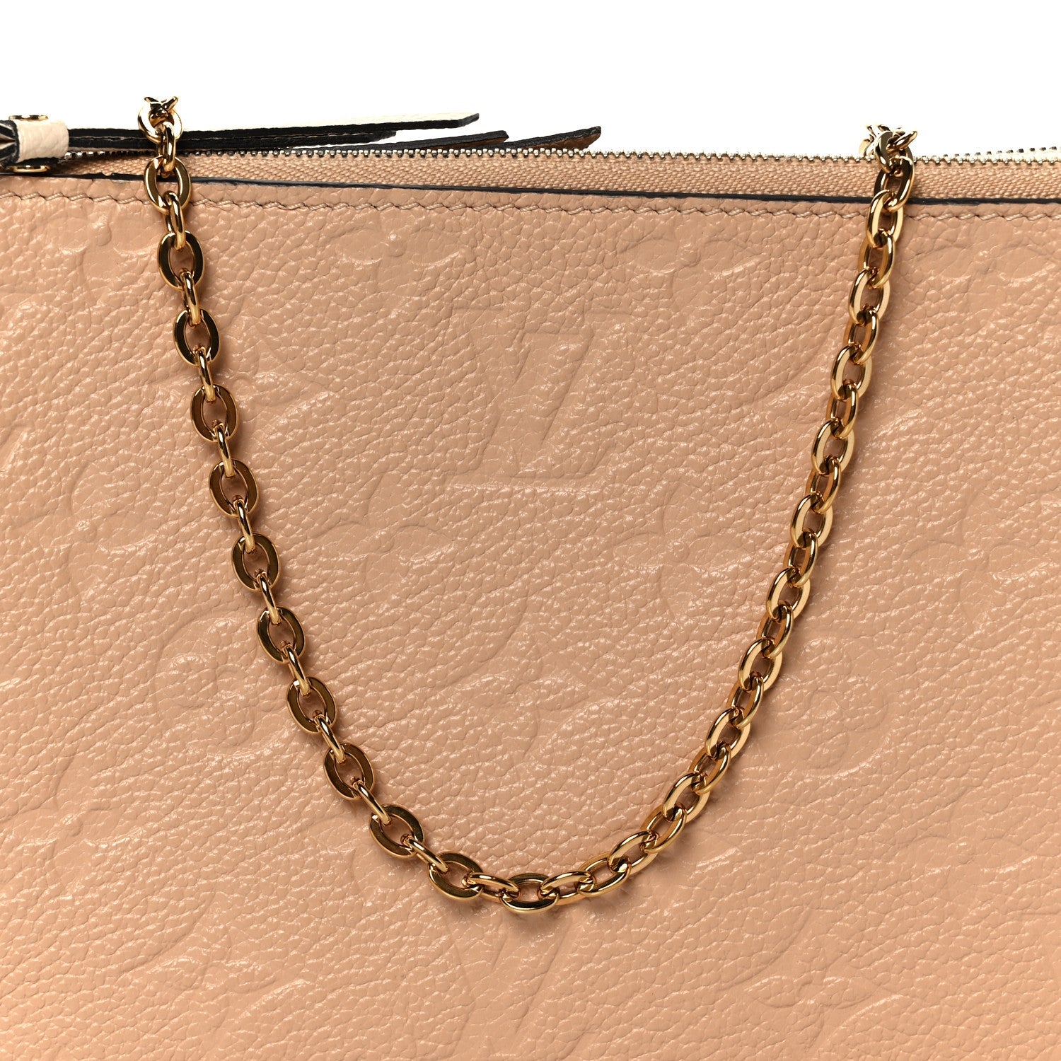 Empreinte Double Zip Pochette Beige Rose Creme
