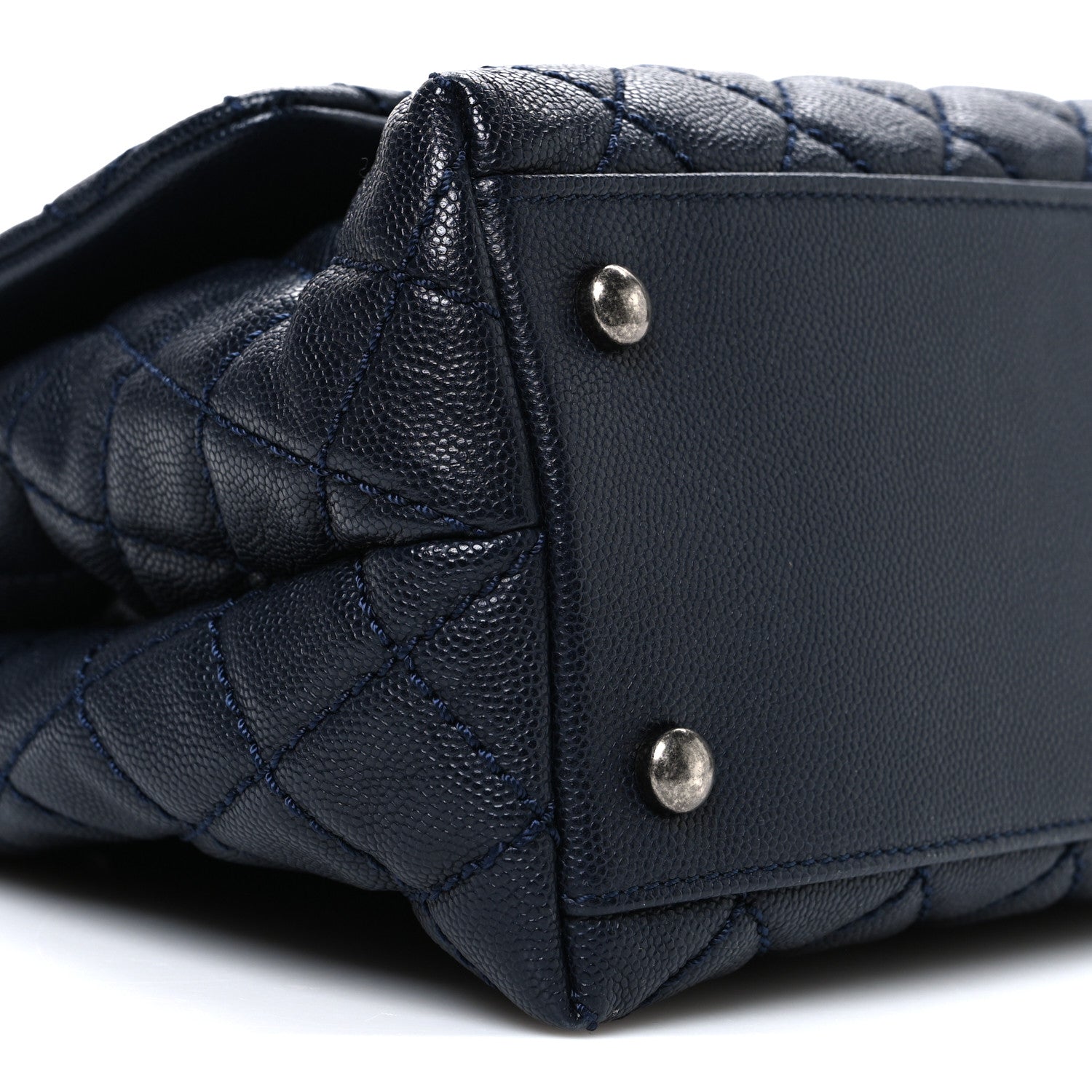 Caviar Quilted Small Coco Handle Flap Navy
