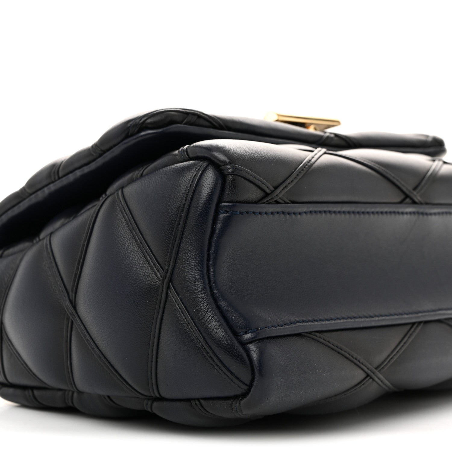 Lambskin Malletage Top Handle GO-14 MM Bleu Marine