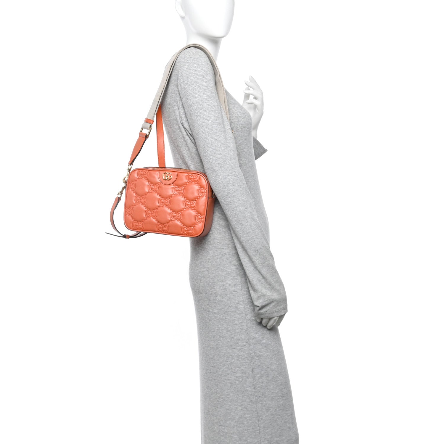 Calfskin GG Matelasse Shoulder Bag Spring Orange Natural