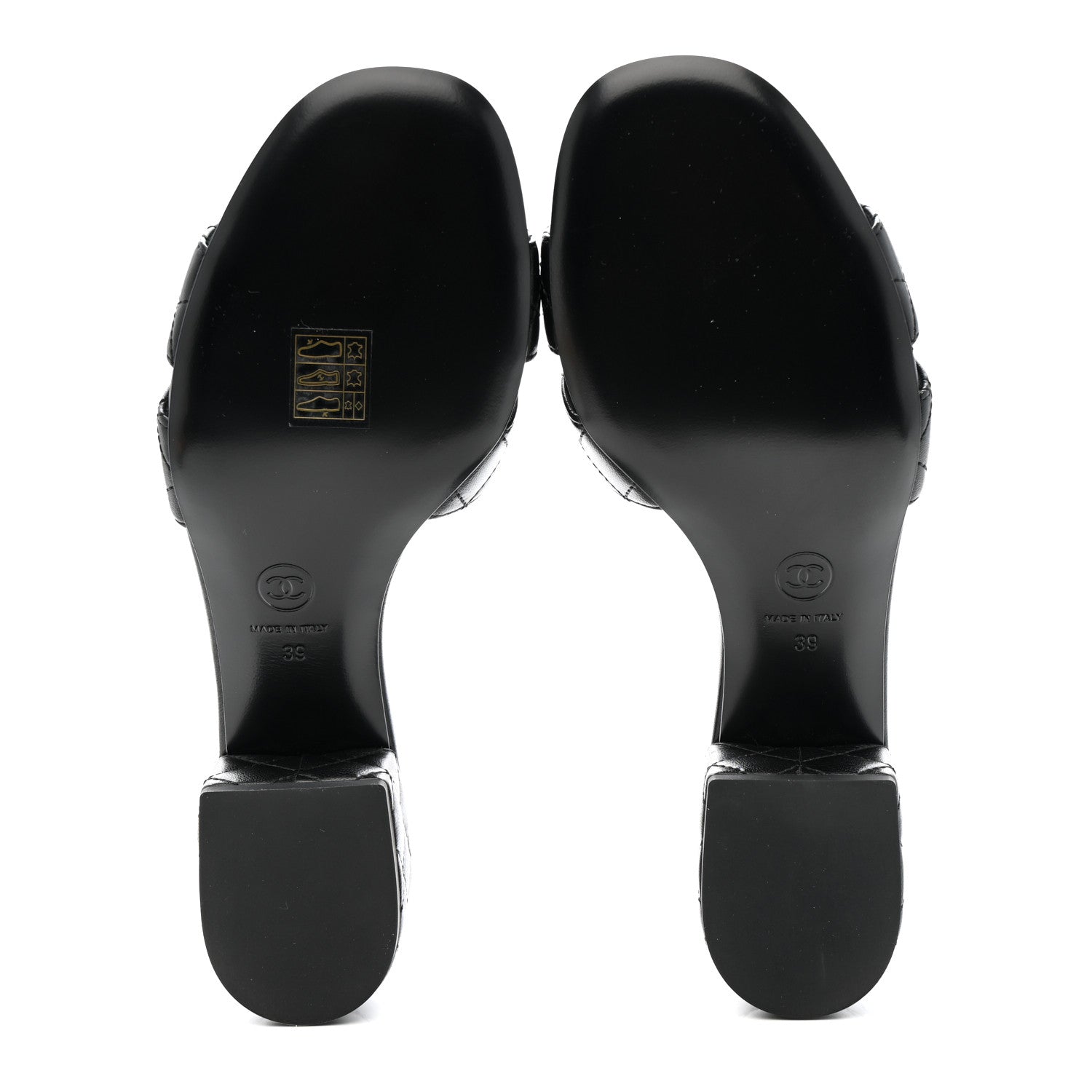 Lambskin Quilted CC Mules Sandals 39 Black