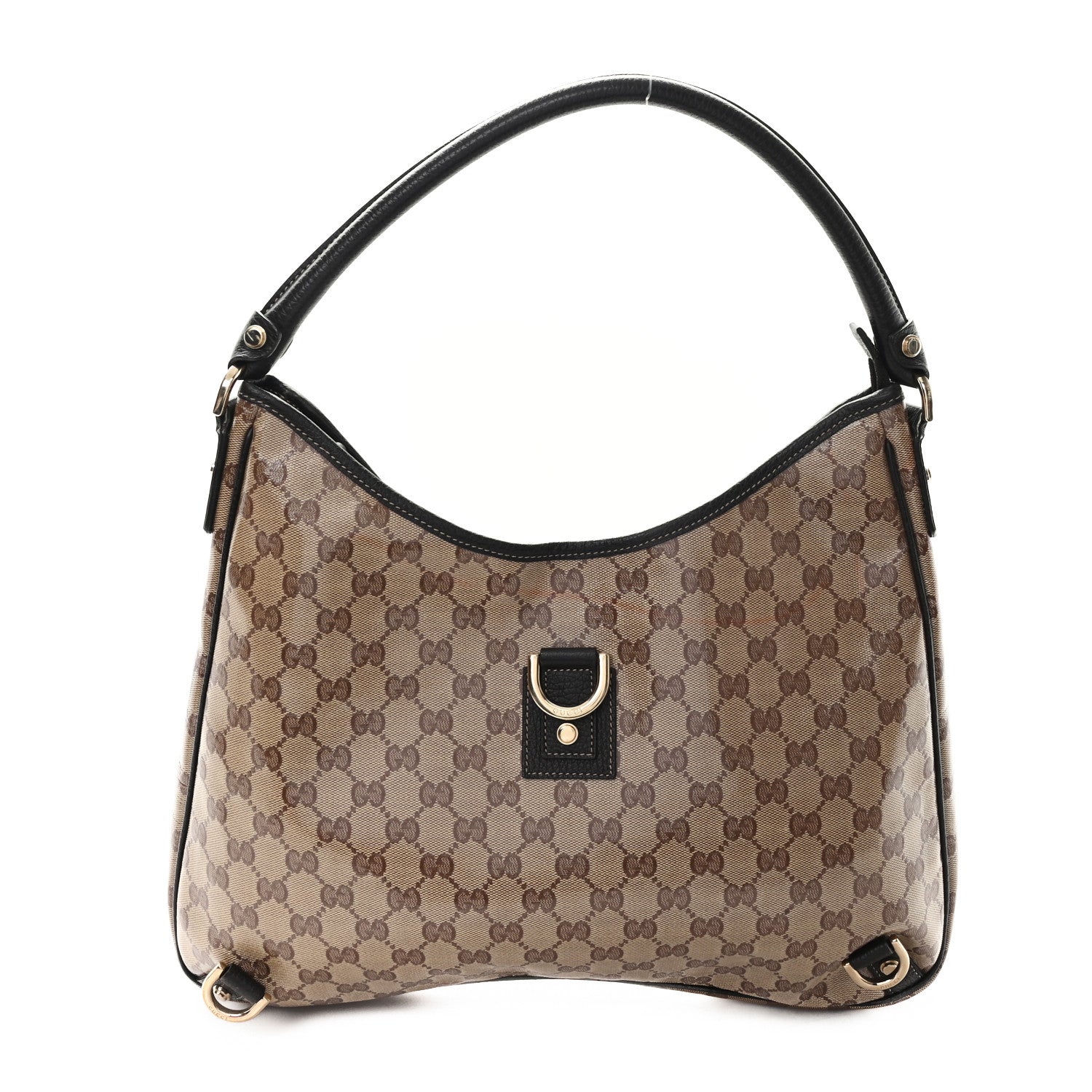Crystal Monogram Large Abbey D Ring Hobo Dark Brown