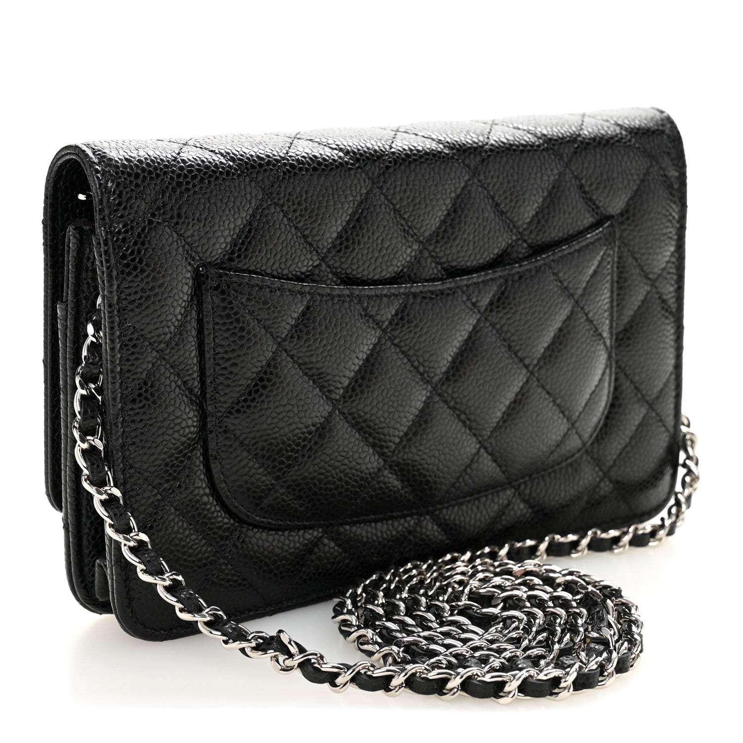 Caviar Quilted Wallet on Chain WOC Black