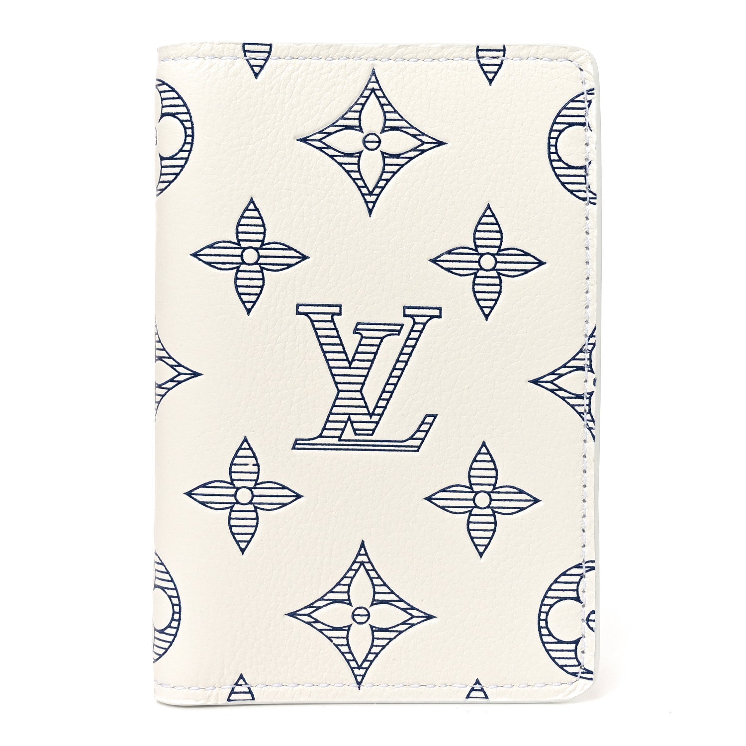 Calfskin Monogram Shadow Pocket Organizer NM White Navy