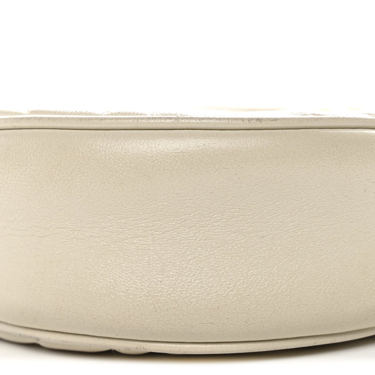 Calfskin Matelasse Mini GG Marmont Round Shoulder Bag White
