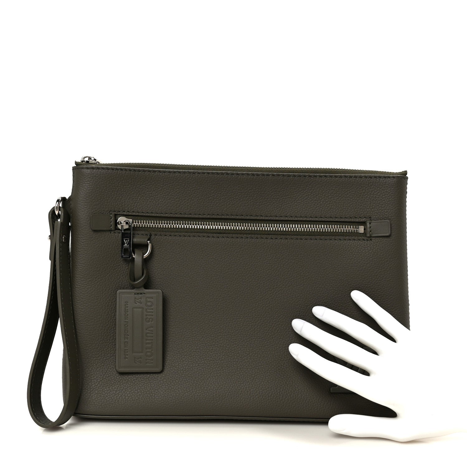 Grained Calfskin Aerogram Takeoff Pouch Grey